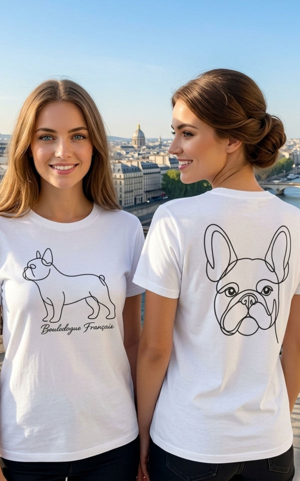 T-Shirt Bouledogue Français – Illustration Trait Recto Verso