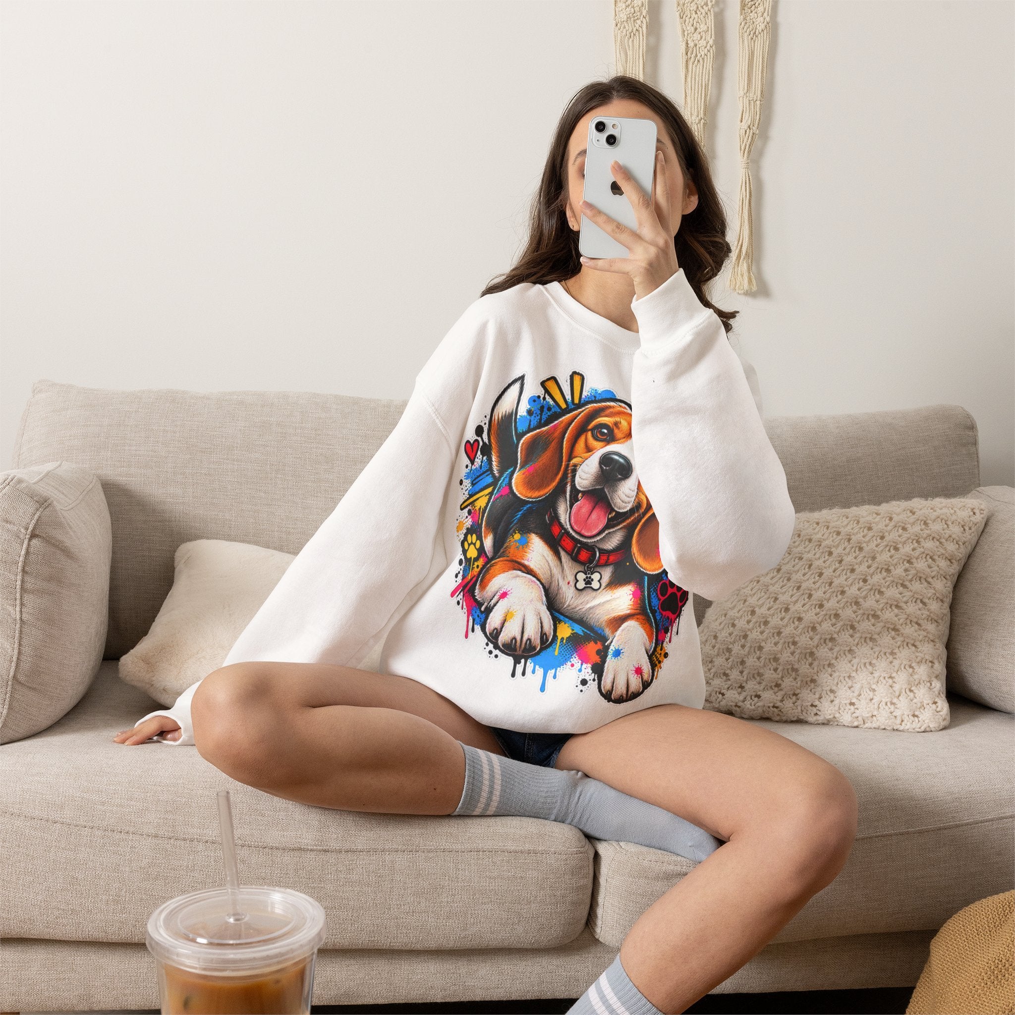 Sweatshirt Beagle – Beagle Coloré Graffiti