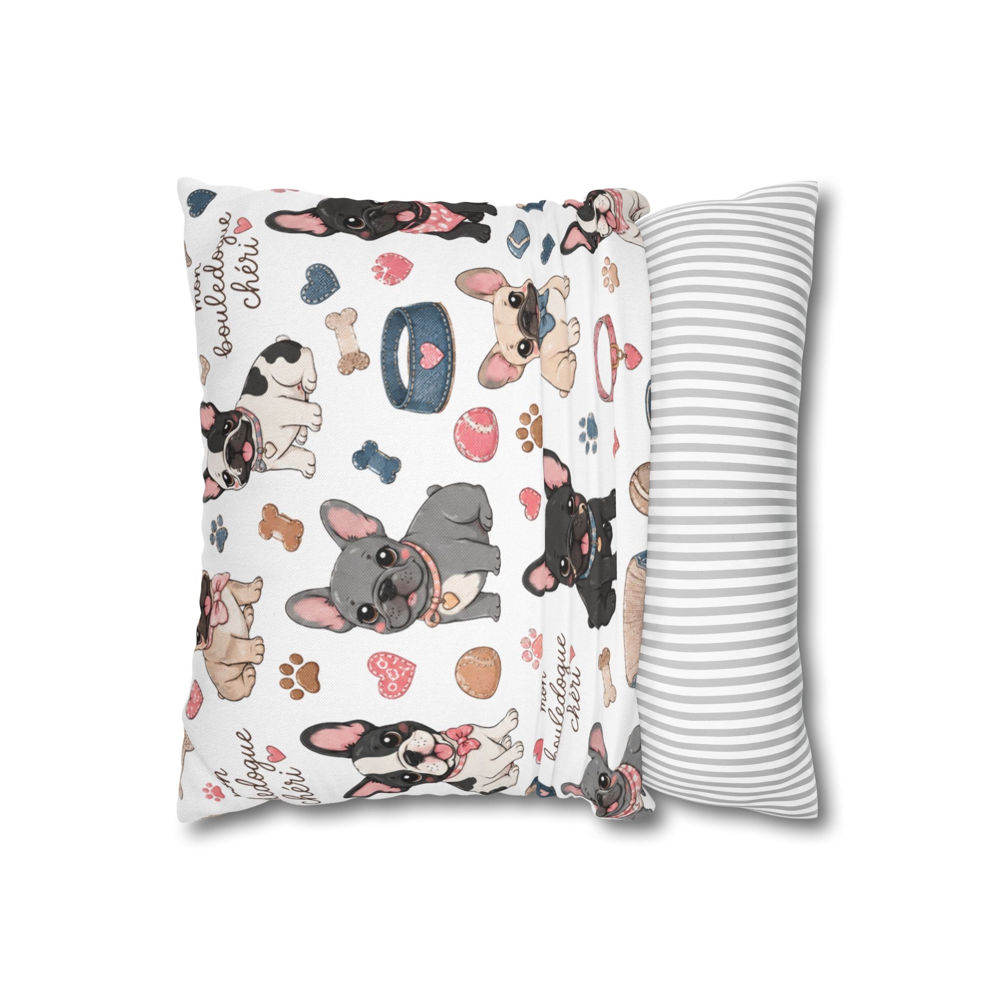 French Bulldog Pattern Pillowcase Cute Dog Print Decorative Throw Pillow Cover