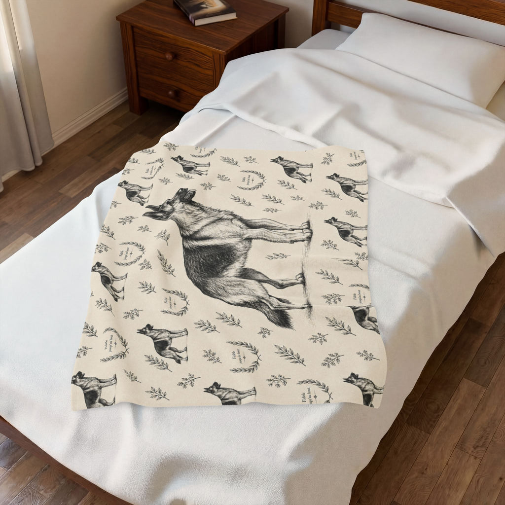 Couverture en peluche effet velours Berger Allemand — Plaid douillet à motif Berger Allemand vintage