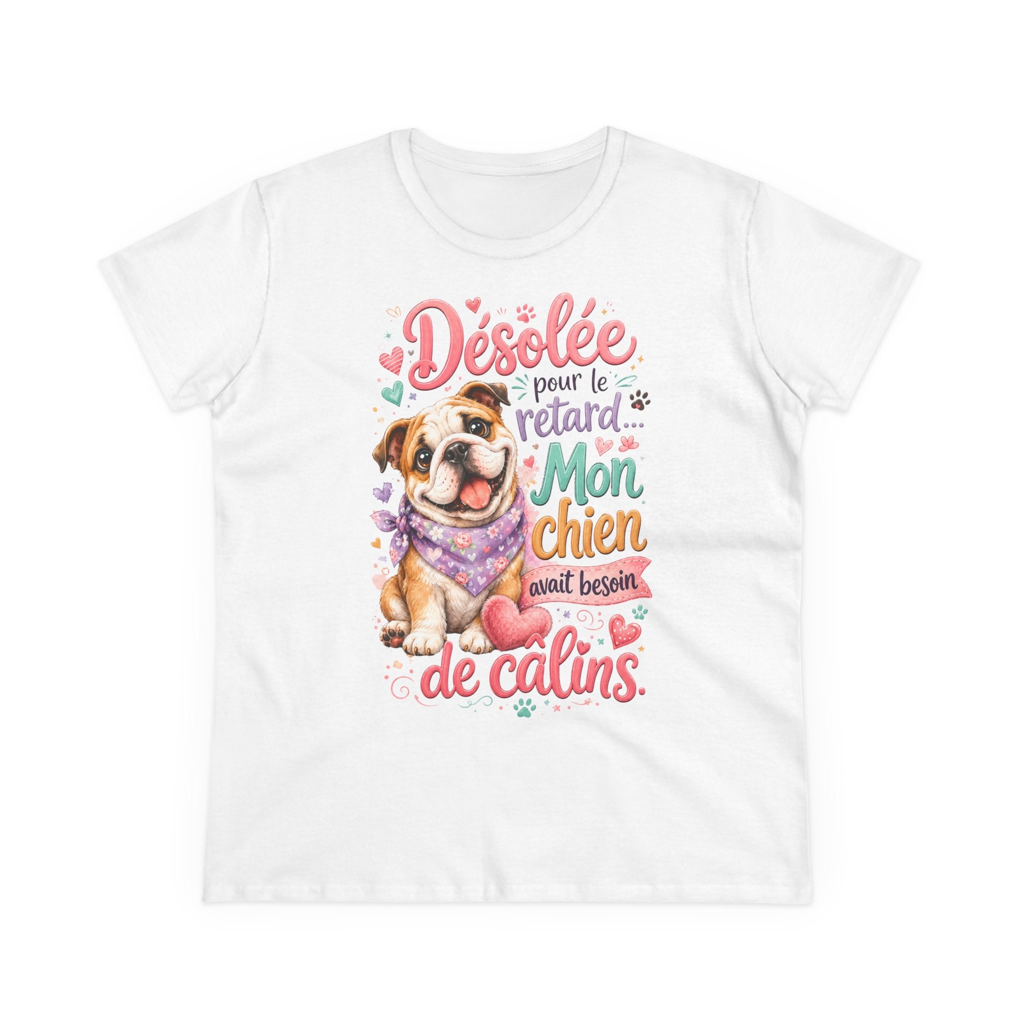 French Bulldog T-Shirt Désolée pour le retard, mon chien avait besoin de câlins