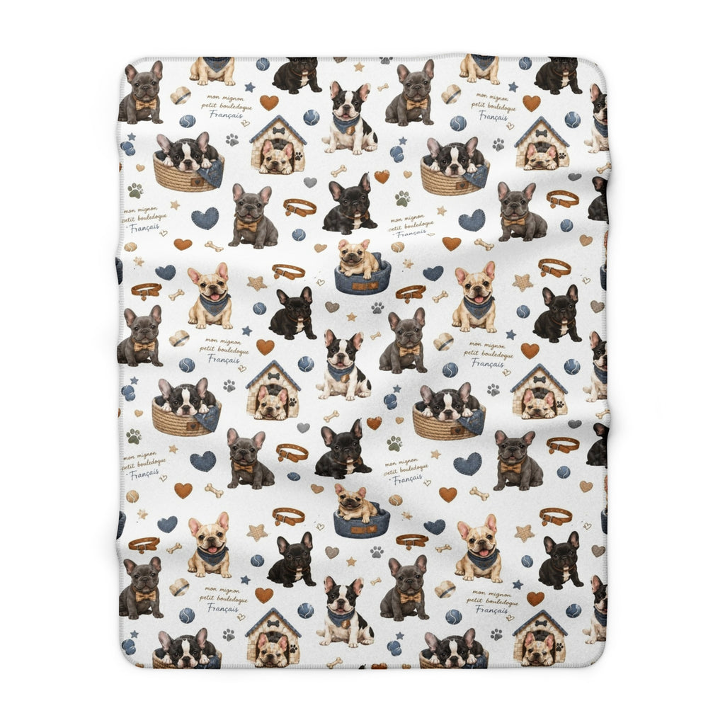 French Bulldog Sherpa Blanket Cozy Puppy Pattern Throw for Dog Lovers