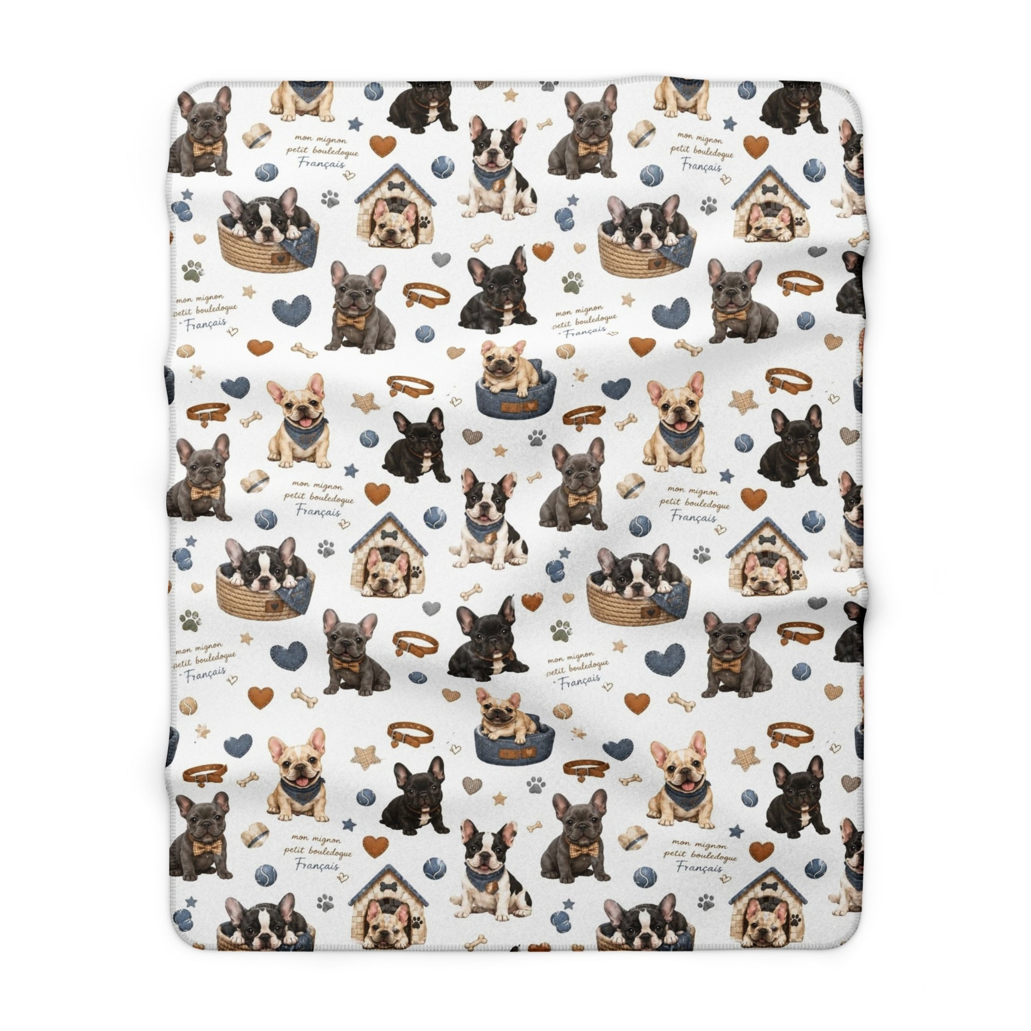 French Bulldog Sherpa Blanket Cozy Puppy Pattern Throw for Dog Lovers