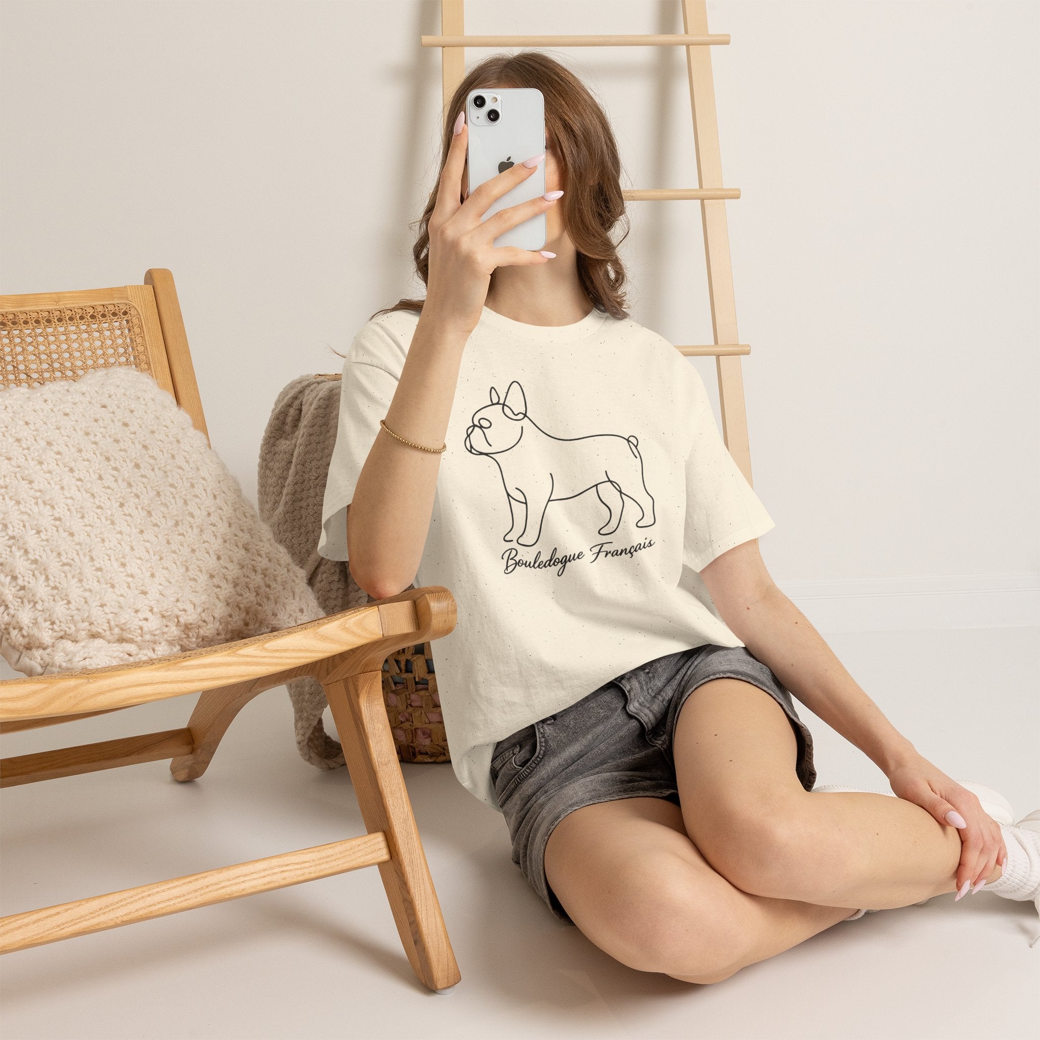 T-Shirt Bouledogue Français – Illustration Trait Recto Verso