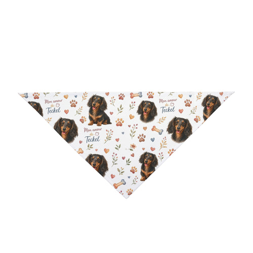 Bandana pour animaux de compagnie à motif teckel « J'aime mon teckel »