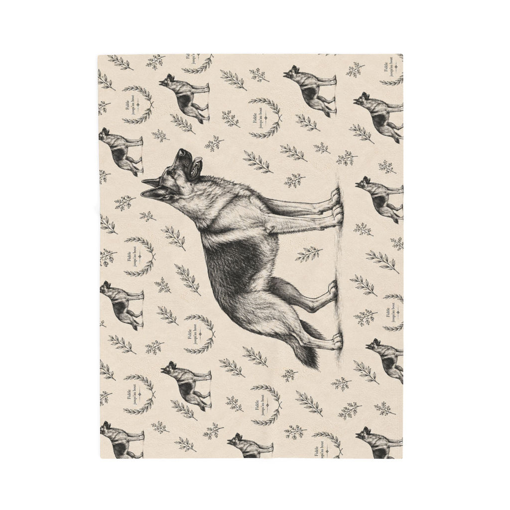 Couverture en peluche effet velours Berger Allemand — Plaid douillet à motif Berger Allemand vintage