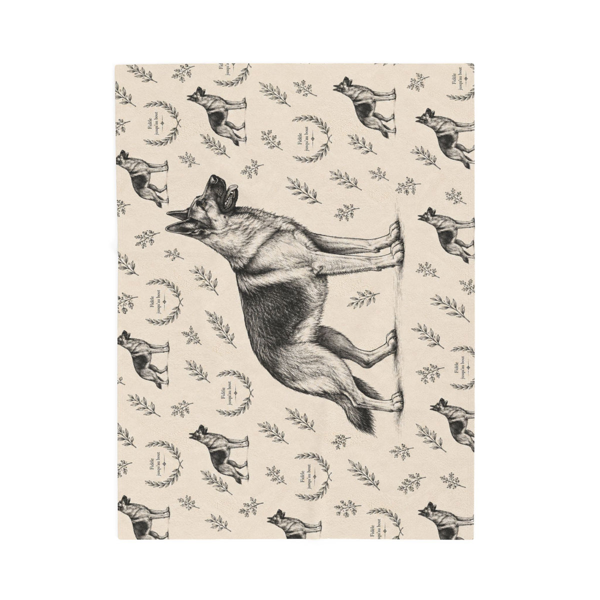 Couverture en peluche effet velours Berger Allemand — Plaid douillet à motif Berger Allemand vintage