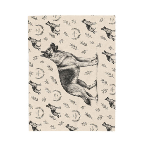 Couverture en peluche effet velours Berger Allemand — Plaid douillet à motif Berger Allemand vintage