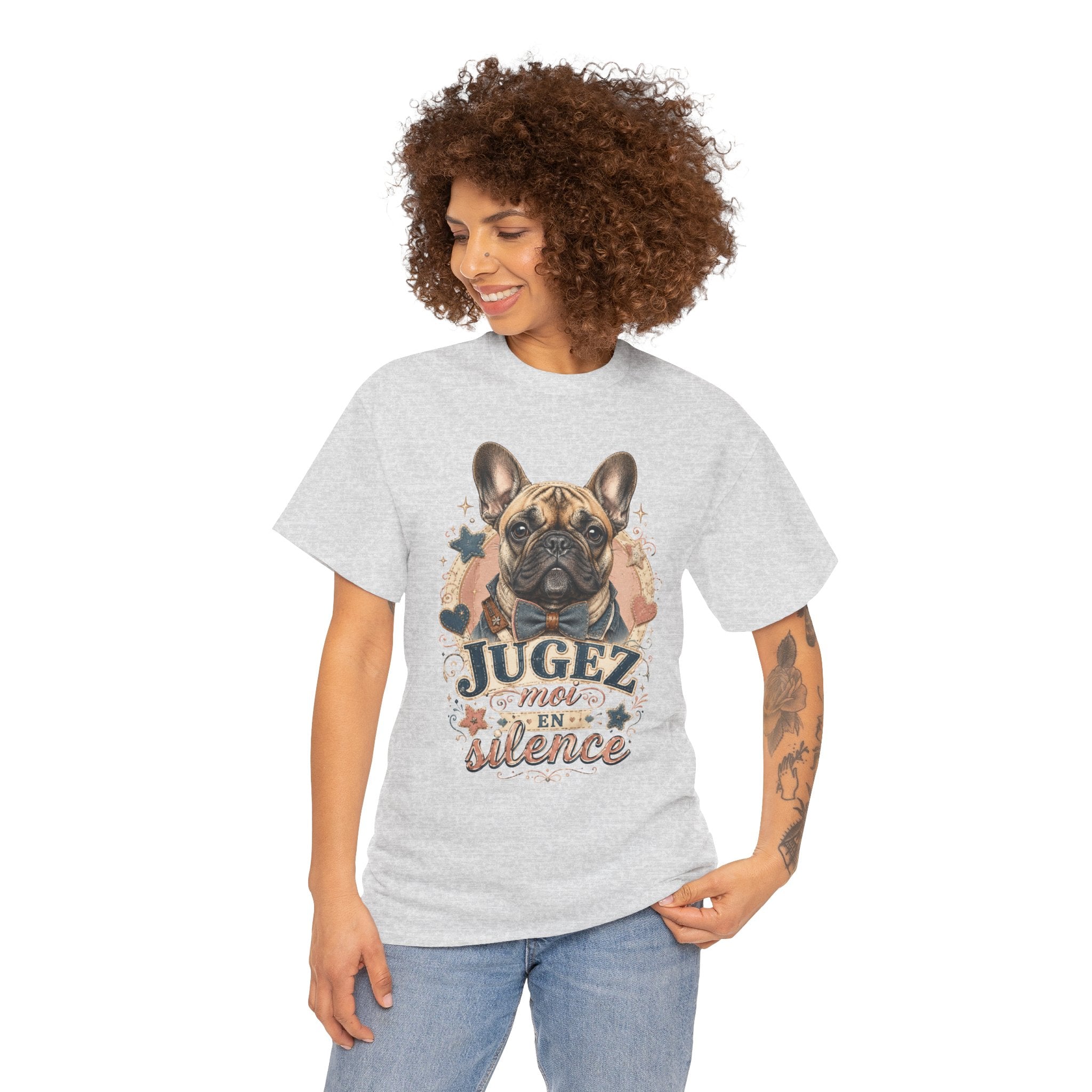 T-Shirt Bouledogue Français Humour – Jugez-Moi En Silence