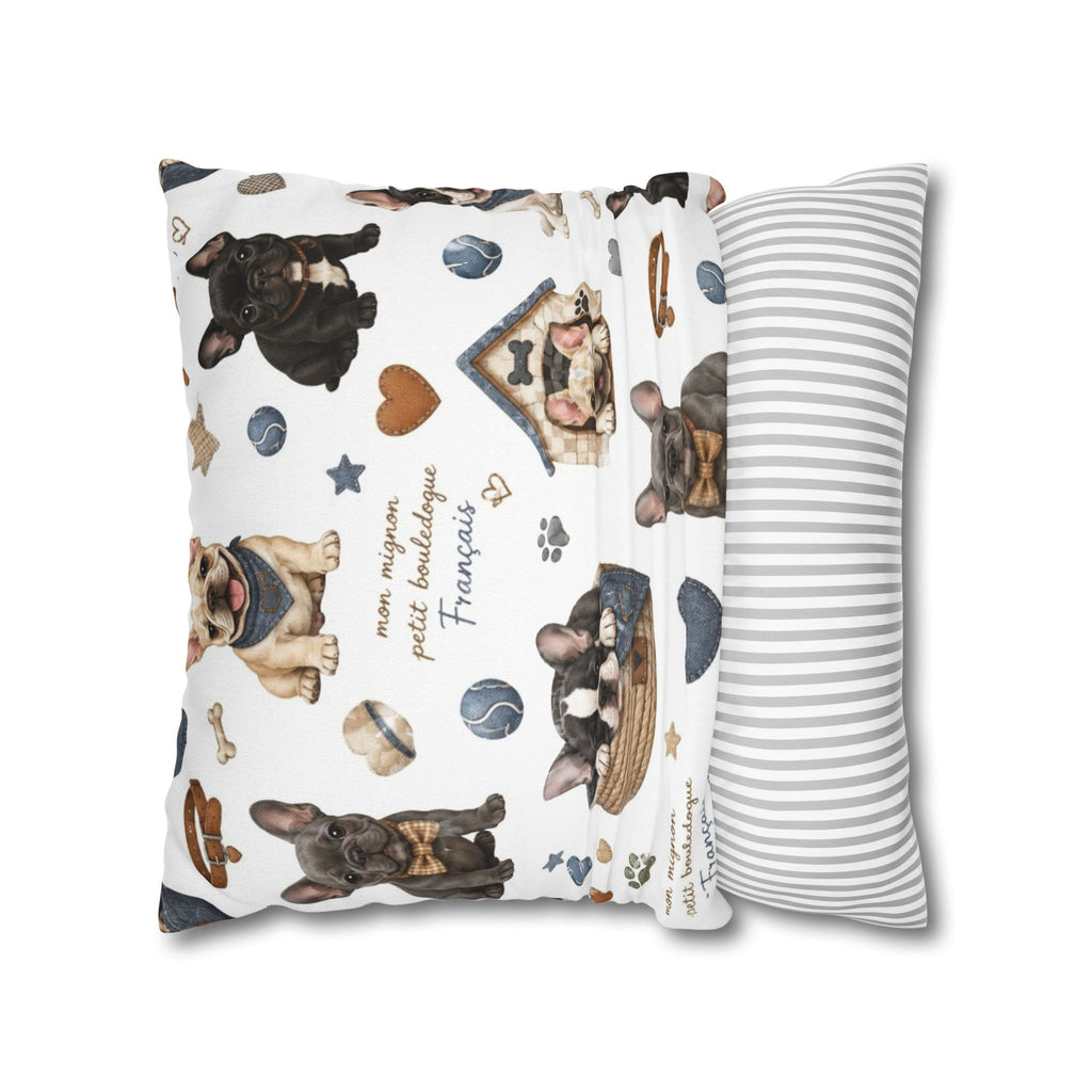 French Bulldog Print Pillowcase Cute Puppy Pattern Square Decorative Pillow Cover
