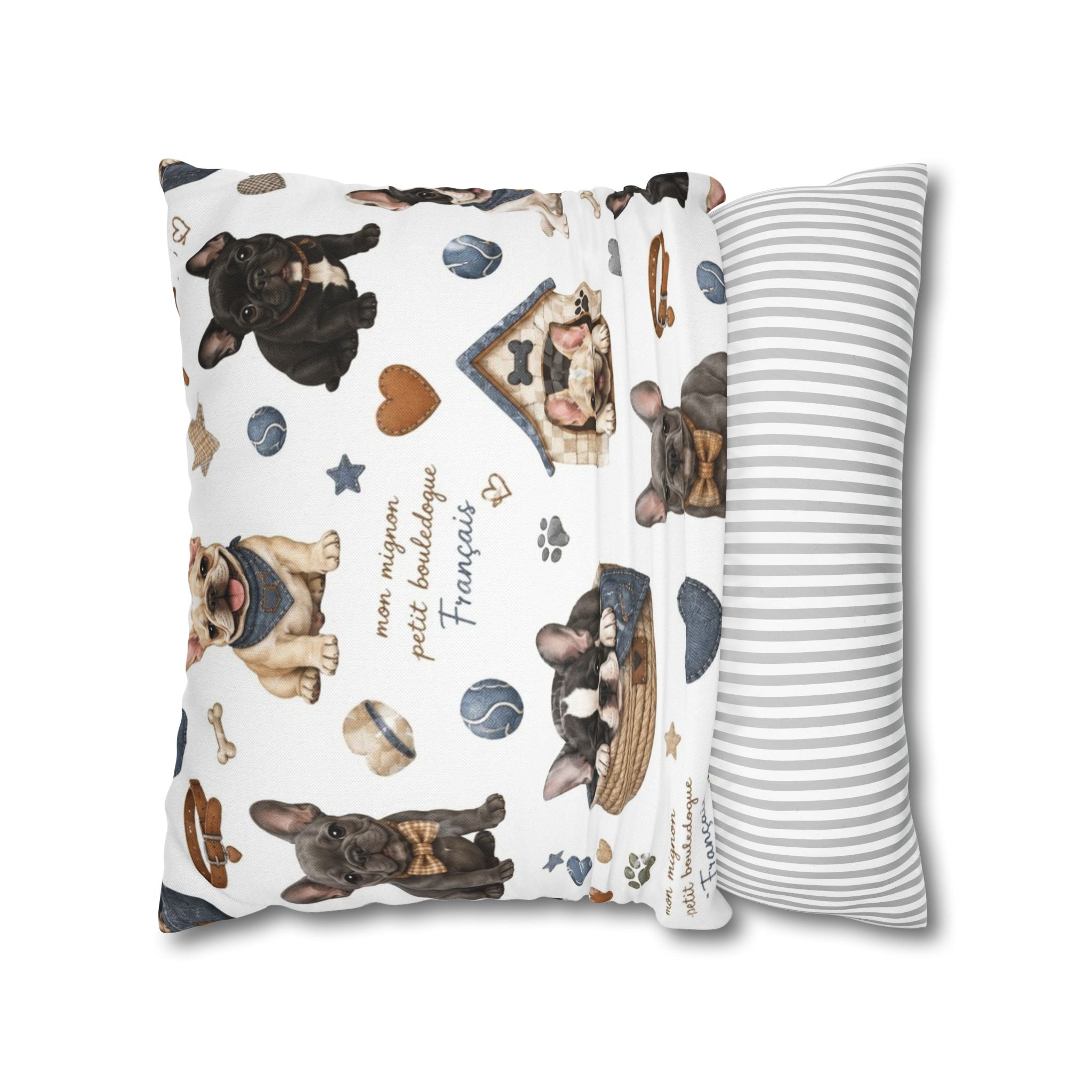 French Bulldog Print Pillowcase Cute Puppy Pattern Square Decorative Pillow Cover