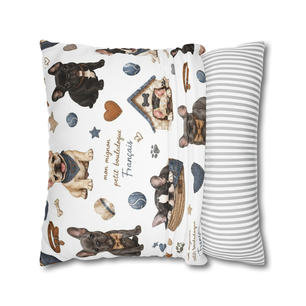 French Bulldog Print Pillowcase Cute Puppy Pattern Square Decorative Pillow Cover