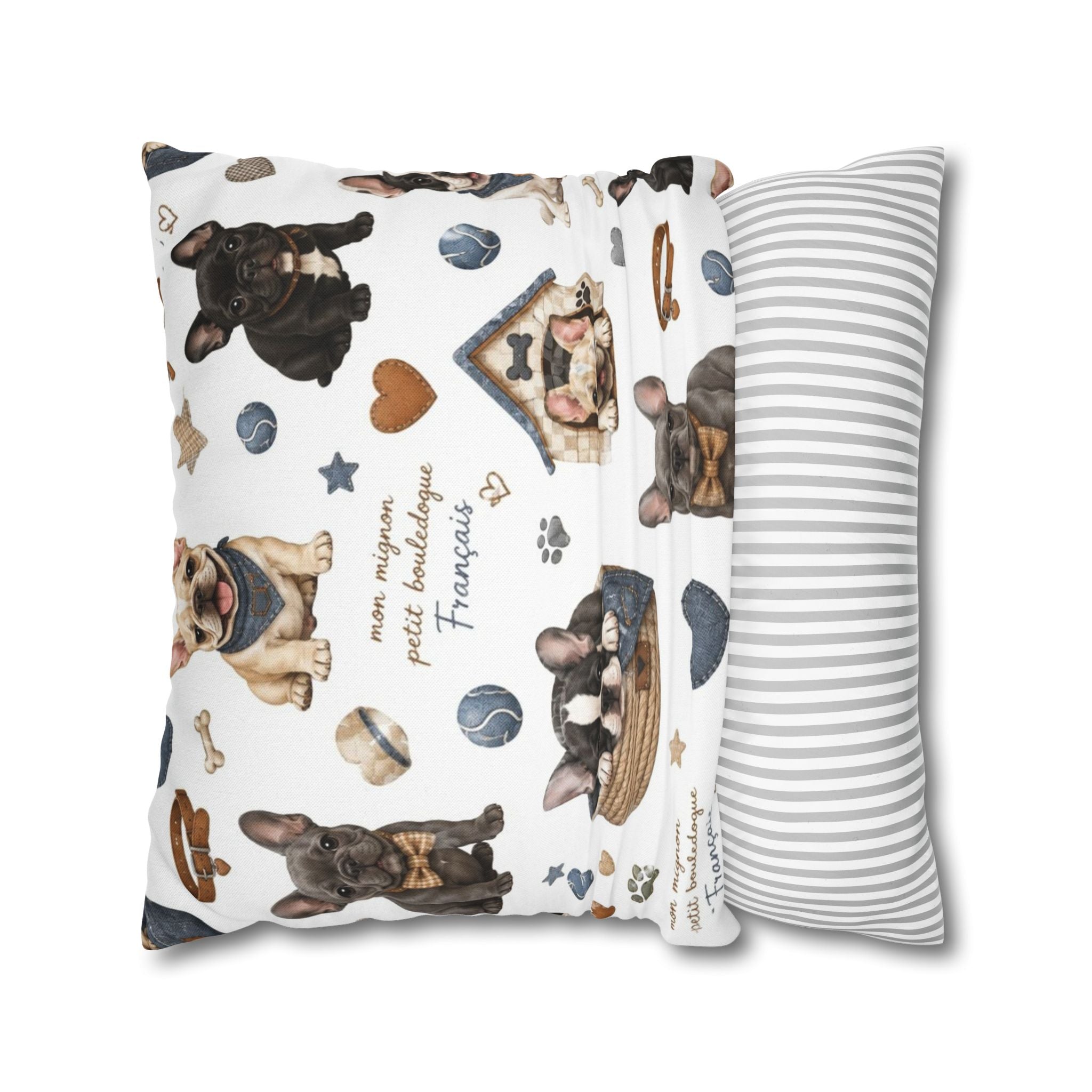 French Bulldog Print Pillowcase Cute Puppy Pattern Square Decorative Pillow Cover