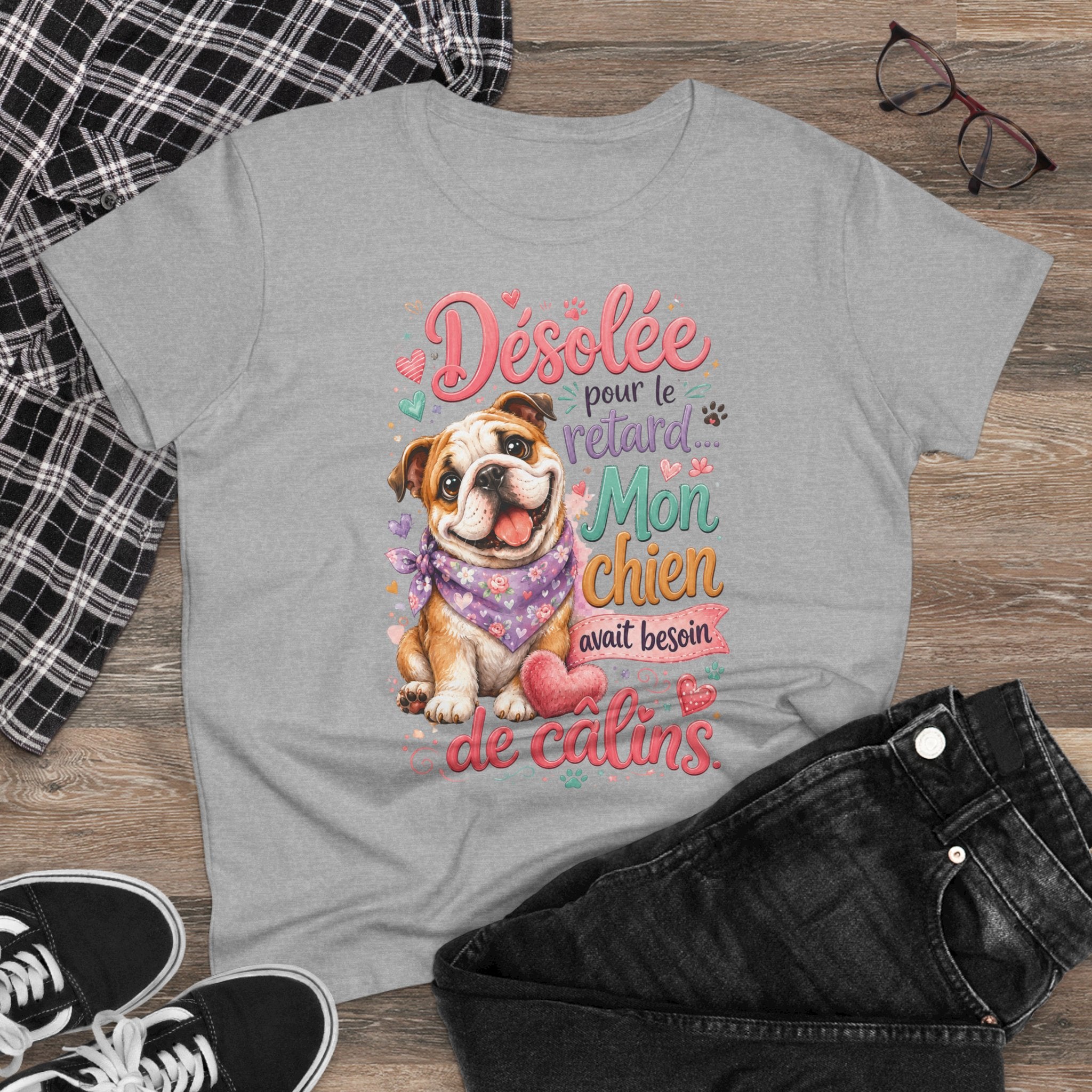 French Bulldog T-Shirt Désolée pour le retard, mon chien avait besoin de câlins