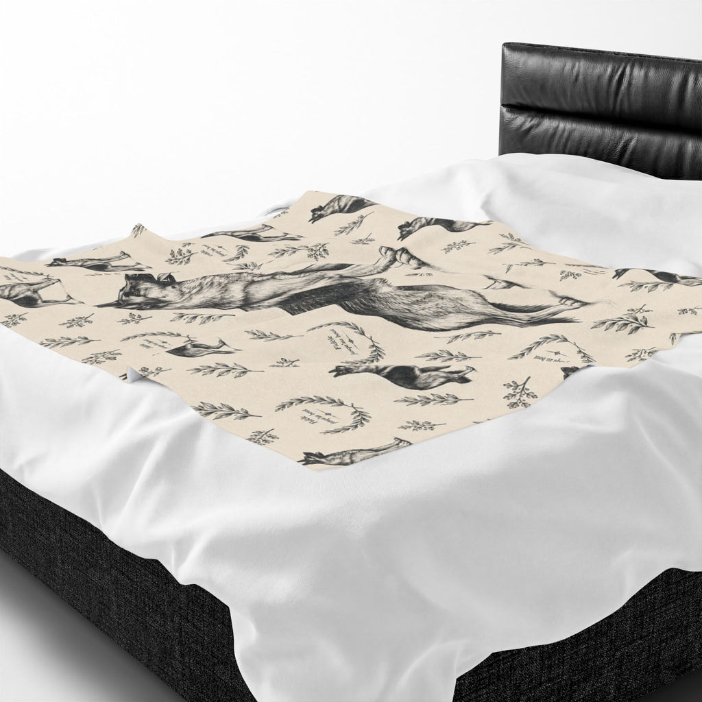 Couverture en peluche effet velours Berger Allemand — Plaid douillet à motif Berger Allemand vintage