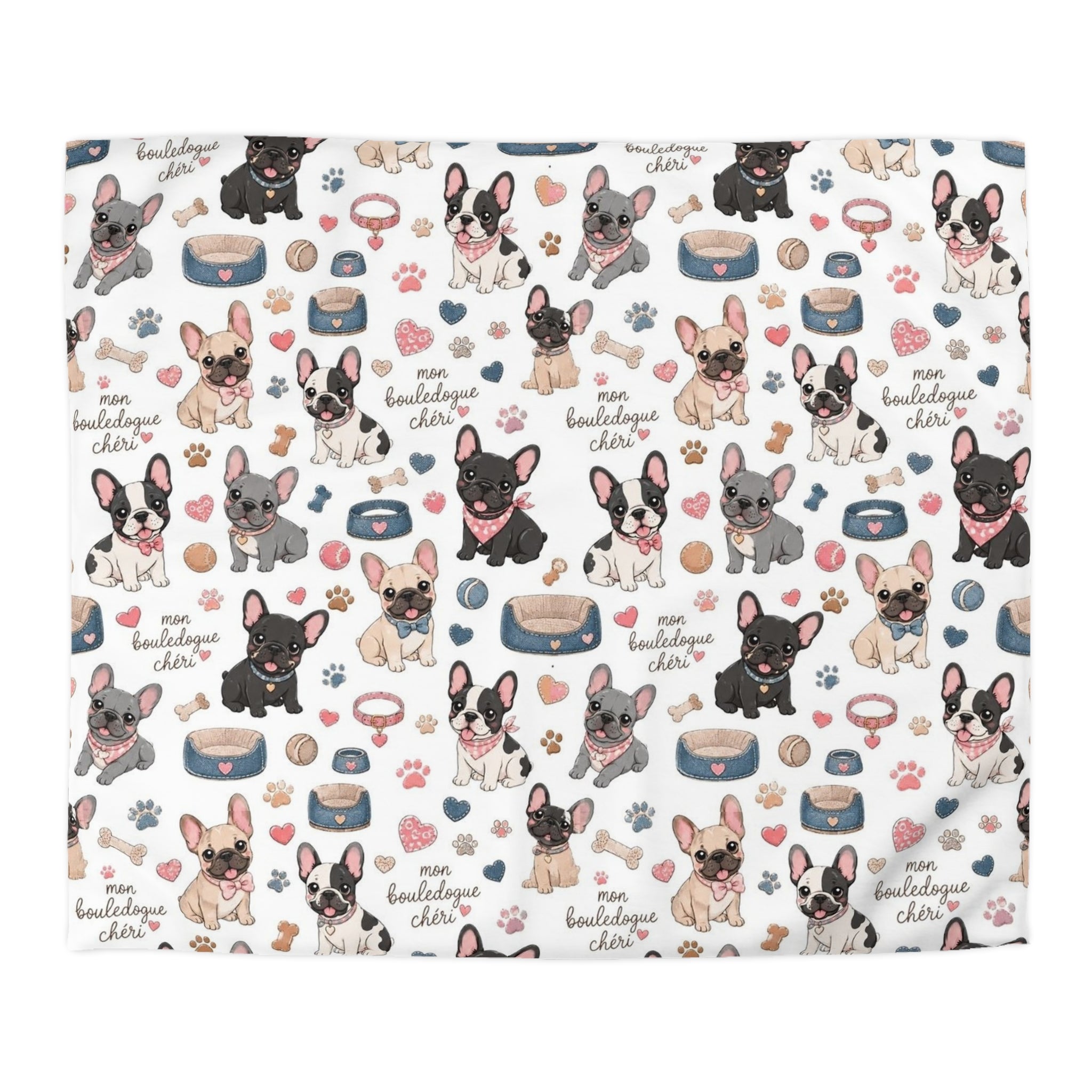 French Bulldog Pattern Duvet Cover Cute Puppy Print Microfiber Bedding