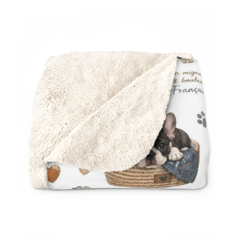 French Bulldog Sherpa Blanket Cozy Puppy Pattern Throw for Dog Lovers