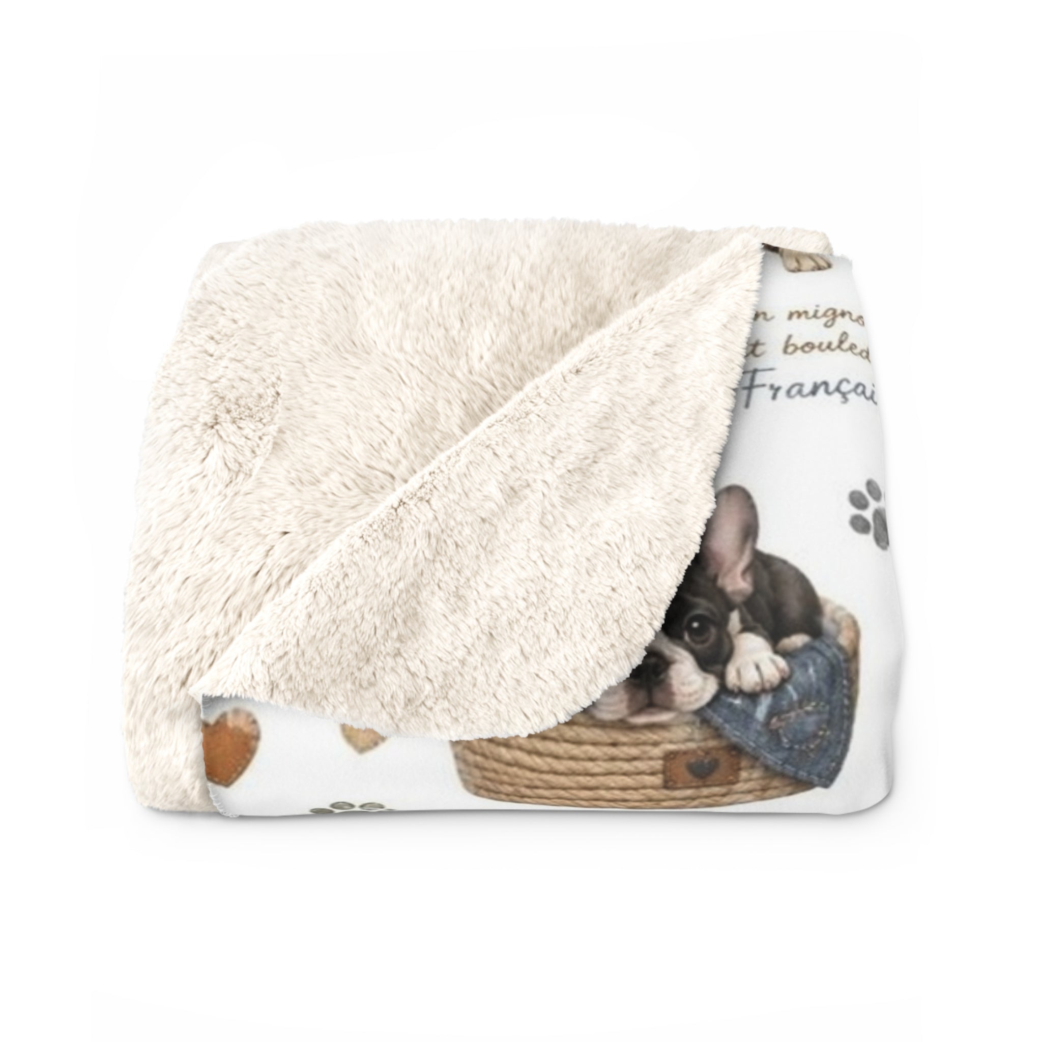 French Bulldog Sherpa Blanket Cozy Puppy Pattern Throw for Dog Lovers