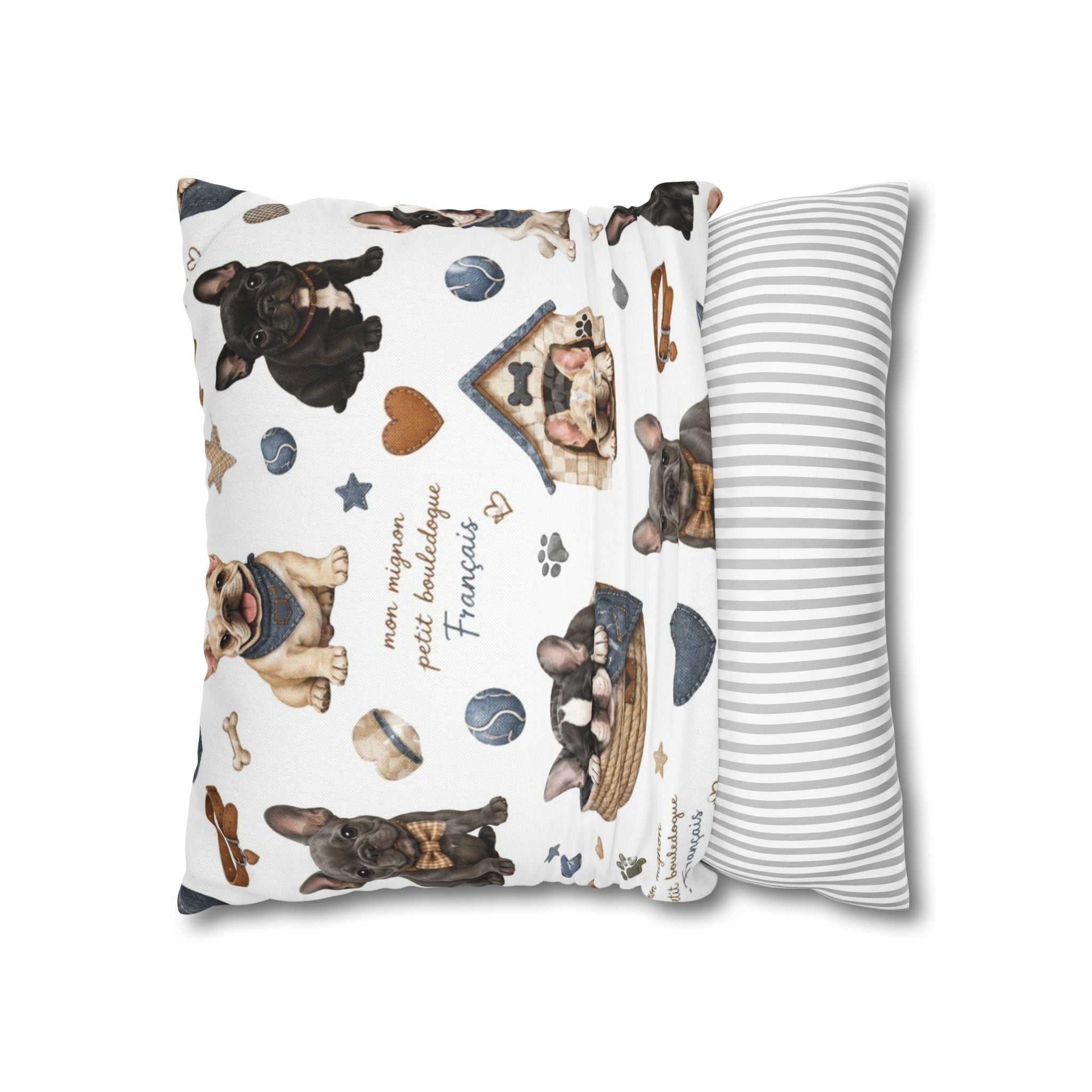 French Bulldog Print Pillowcase Cute Puppy Pattern Square Decorative Pillow Cover