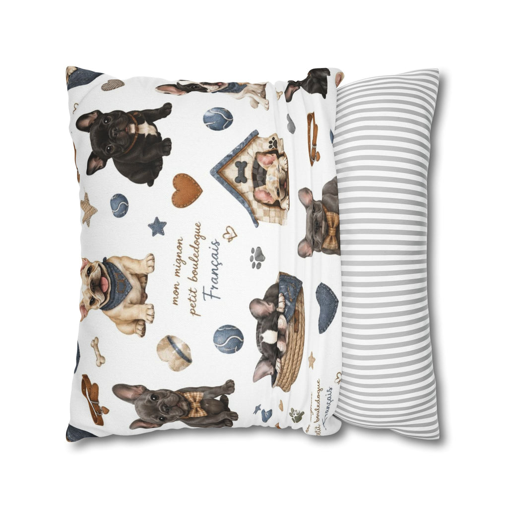 French Bulldog Print Pillowcase Cute Puppy Pattern Square Decorative Pillow Cover
