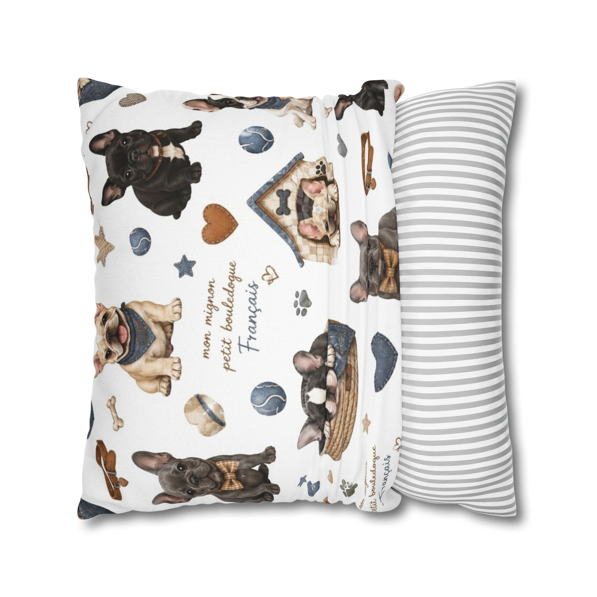 French Bulldog Print Pillowcase Cute Puppy Pattern Square Decorative Pillow Cover