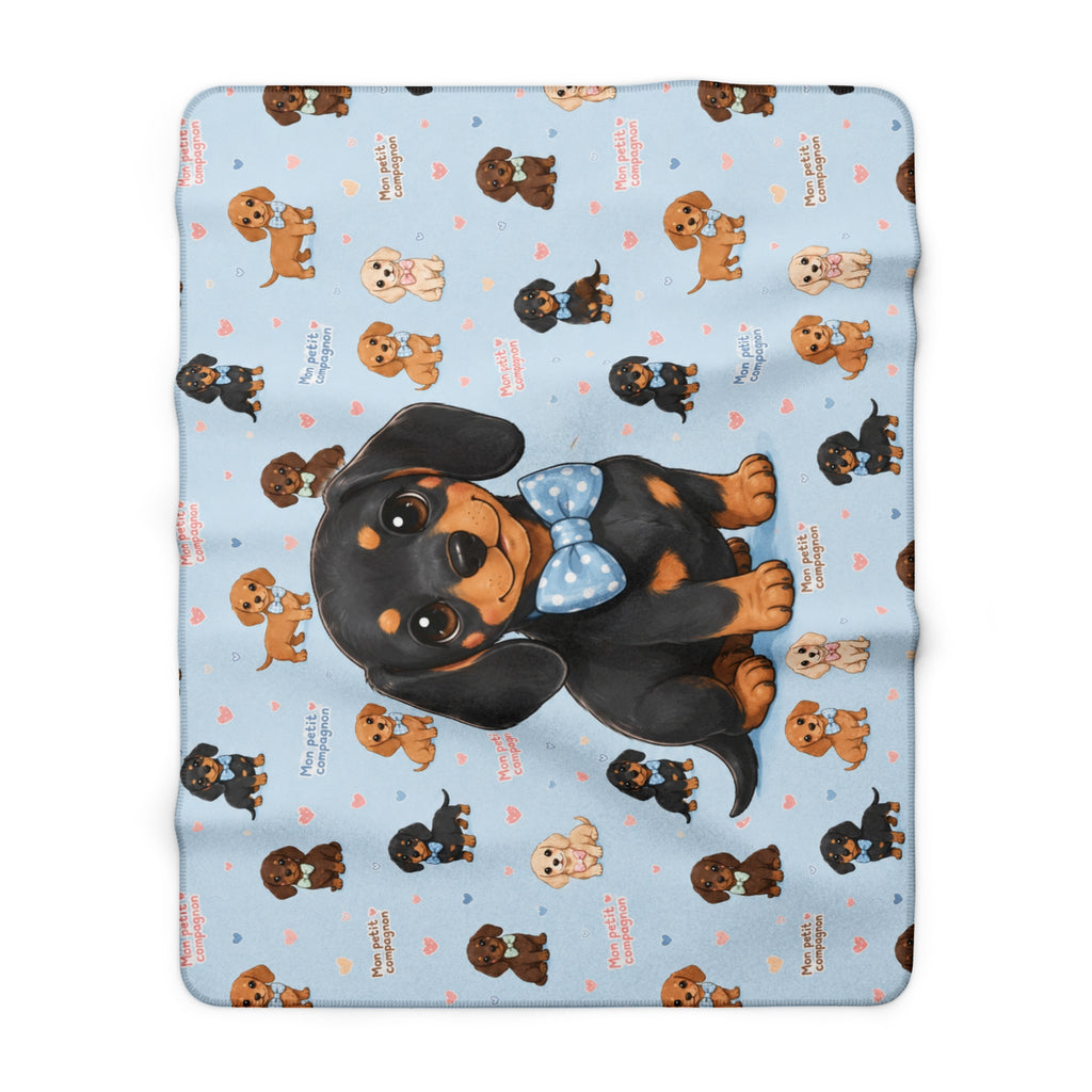 Couverture Polaire Sherpa Teckel – Plaid Peluche Chien Teckel