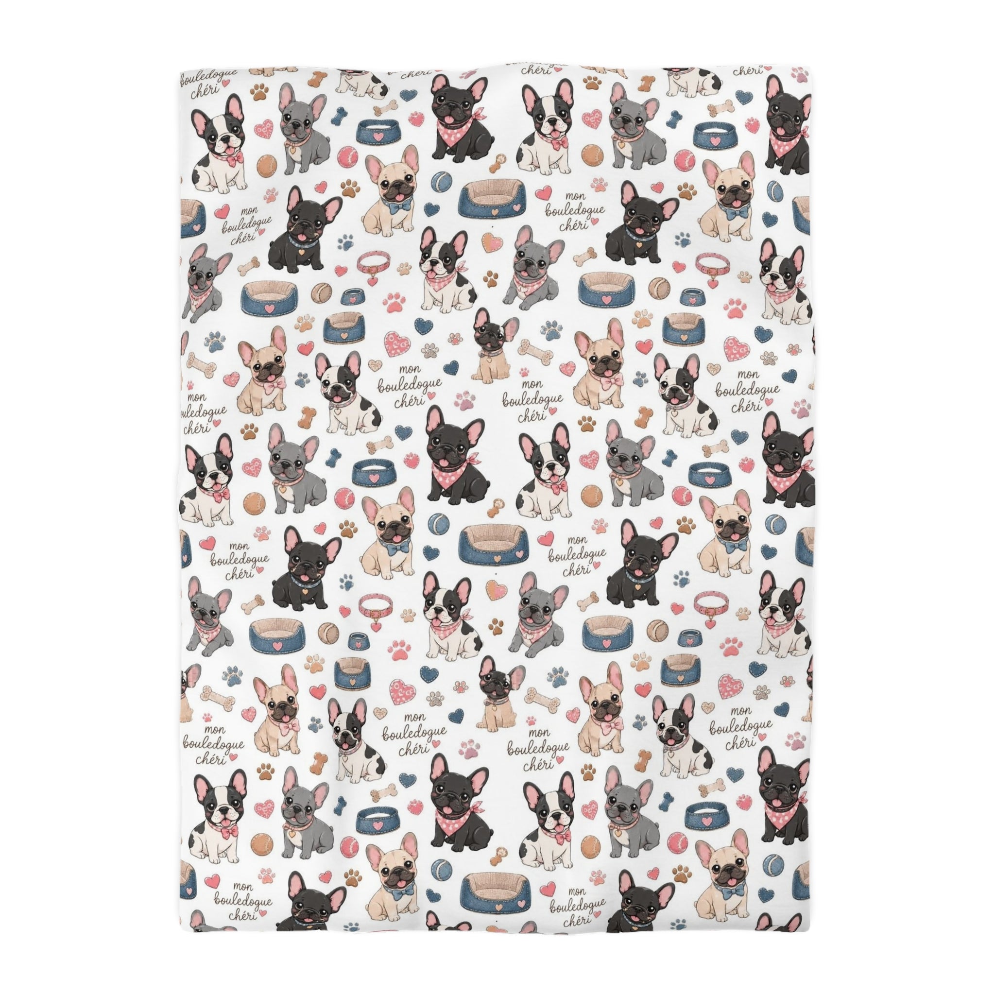 French Bulldog Pattern Duvet Cover Cute Puppy Print Microfiber Bedding