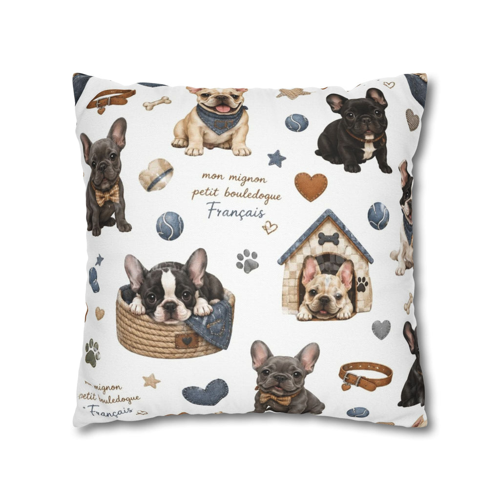 French Bulldog Print Pillowcase Cute Puppy Pattern Square Decorative Pillow Cover
