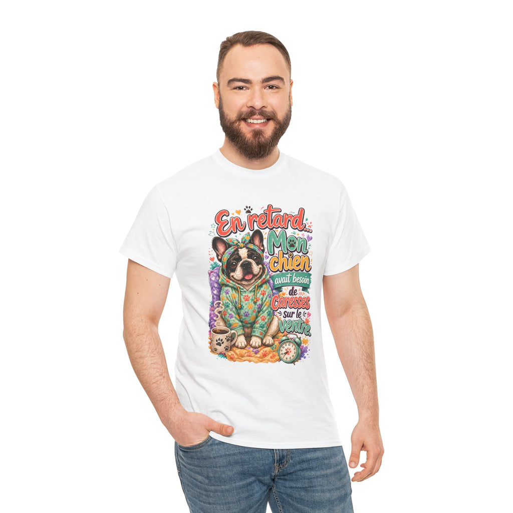 French Bulldog Graphic Tee En retard, mon chien Cute Retro Pet Shirt