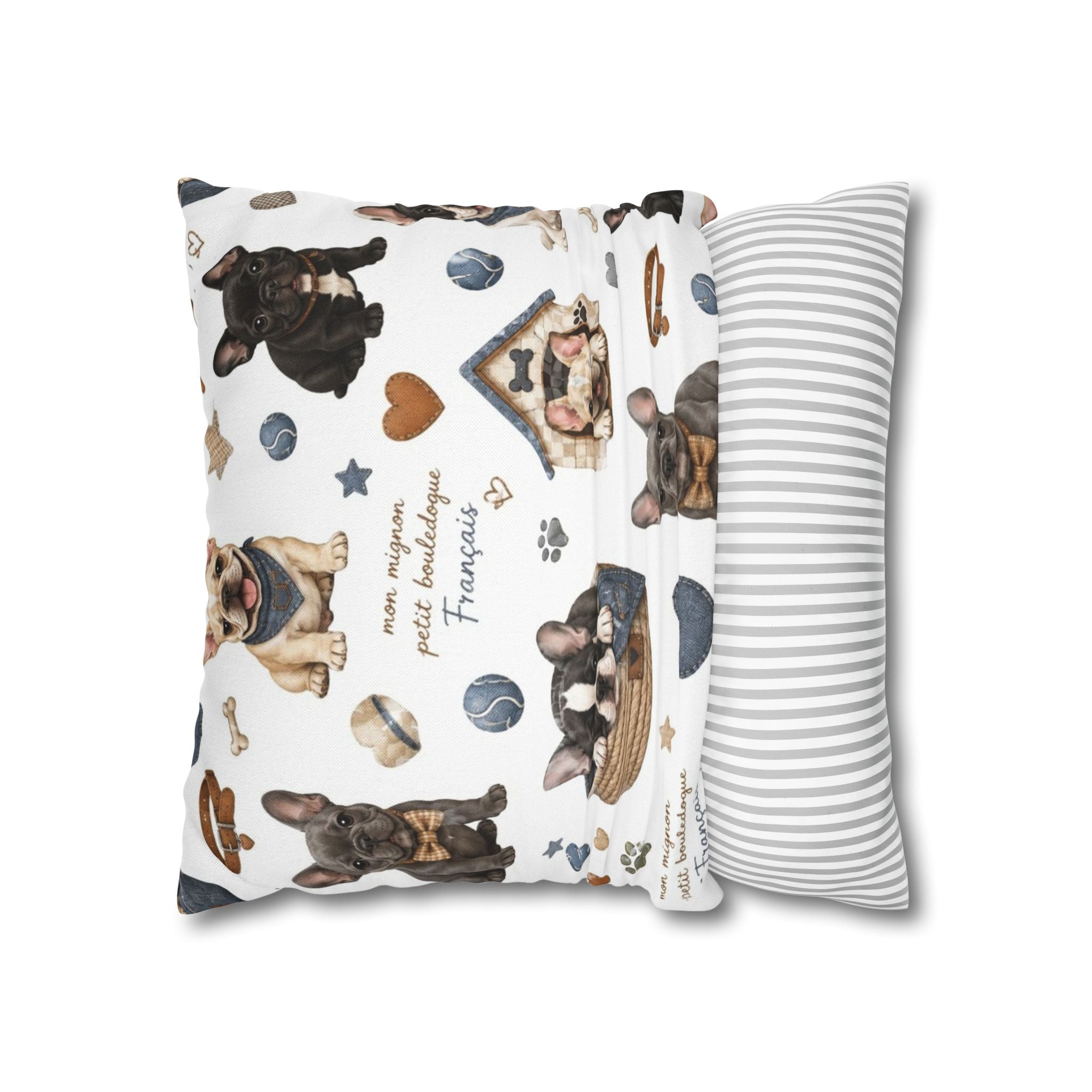 French Bulldog Print Pillowcase Cute Puppy Pattern Square Decorative Pillow Cover