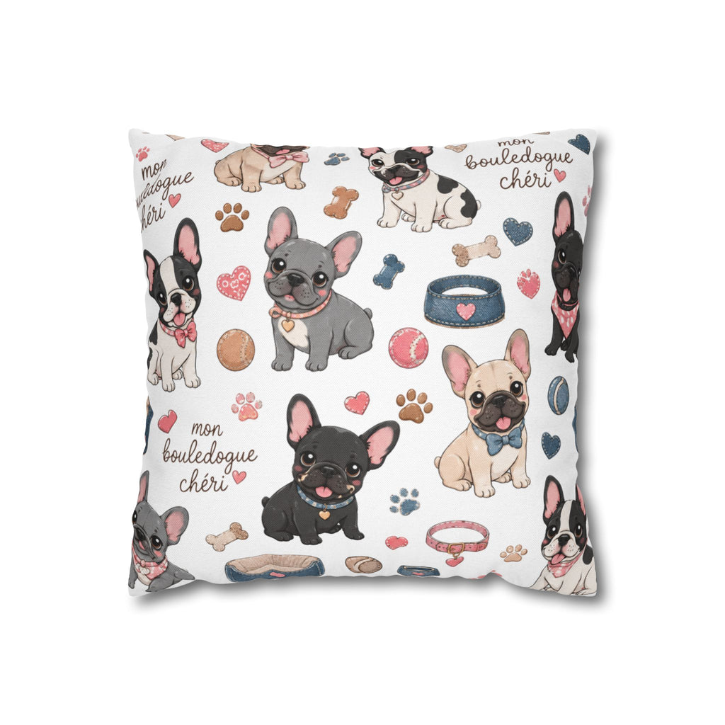 French Bulldog Pattern Pillowcase Cute Dog Print Decorative Throw Pillow Cover