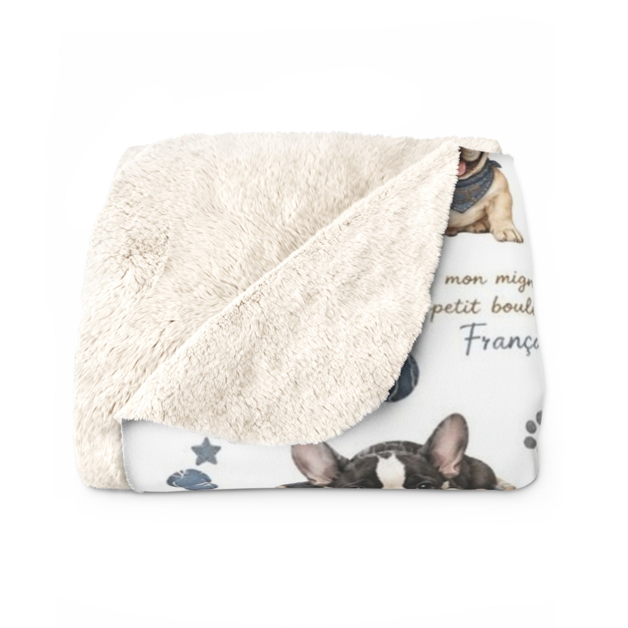 French Bulldog Sherpa Blanket Cozy Puppy Pattern Throw for Dog Lovers