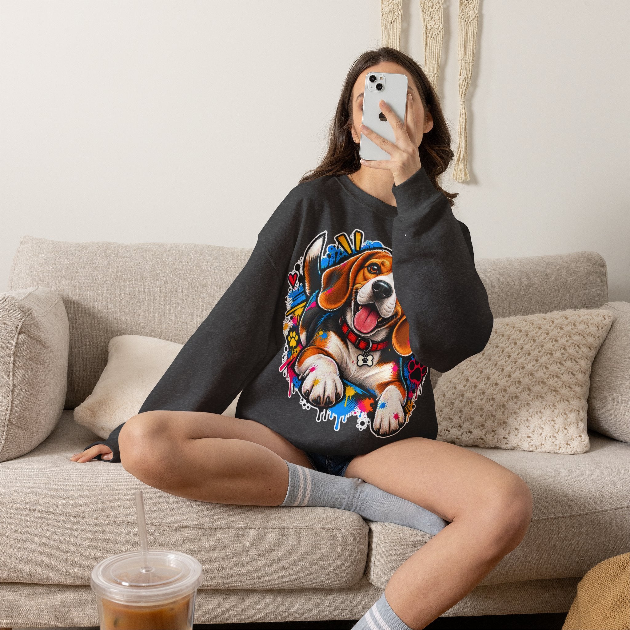 Sweatshirt Beagle – Beagle Coloré Graffiti