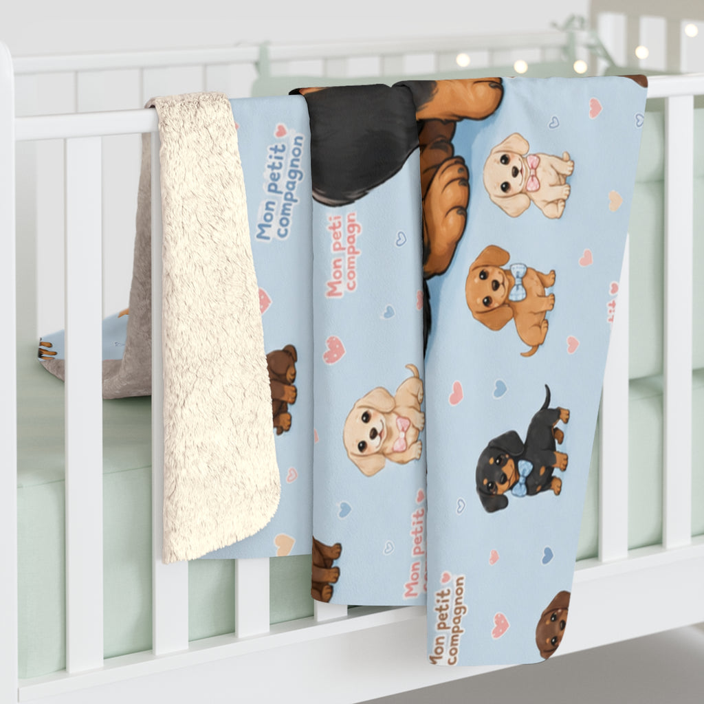 Couverture Polaire Sherpa Teckel – Plaid Peluche Chien Teckel
