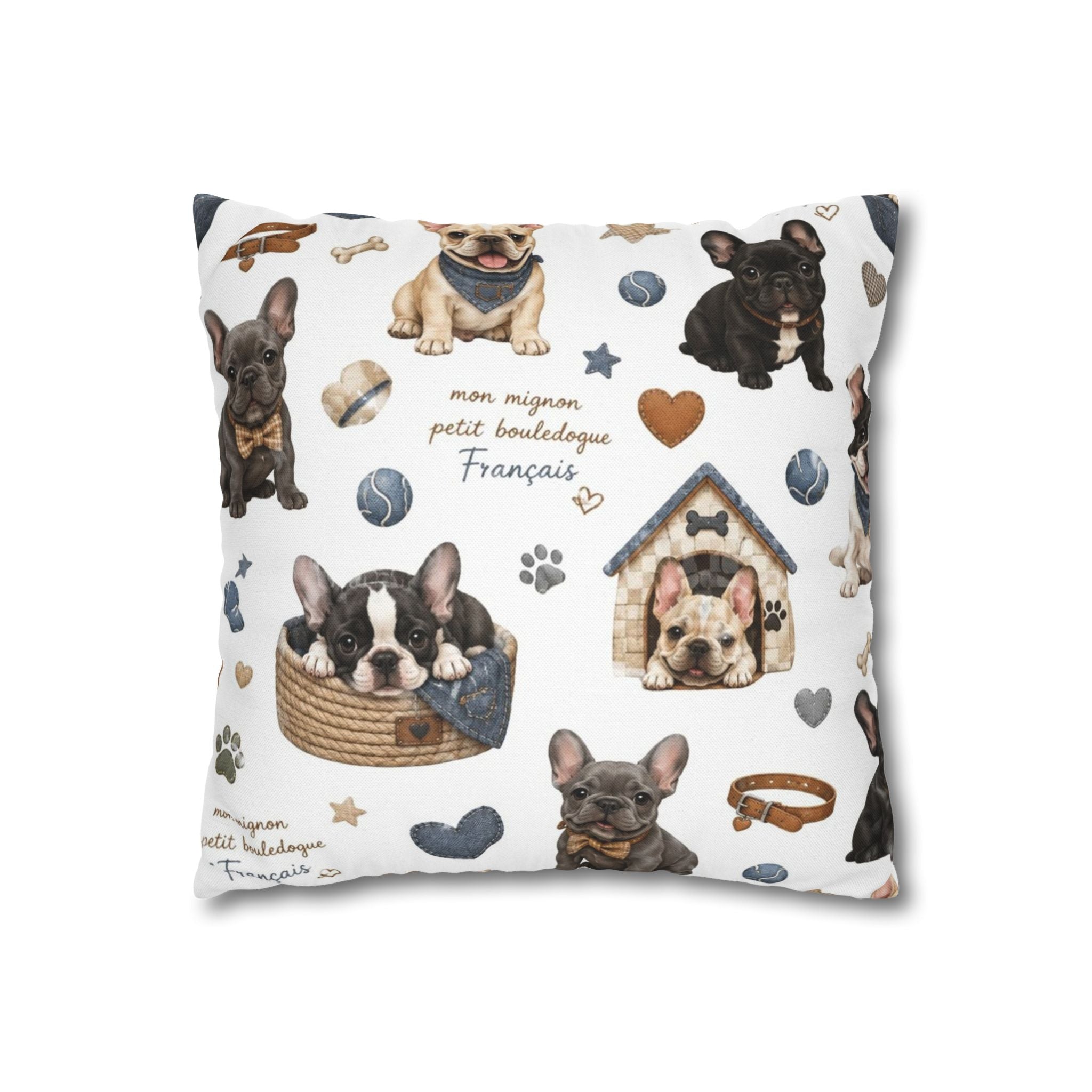 French Bulldog Print Pillowcase Cute Puppy Pattern Square Decorative Pillow Cover