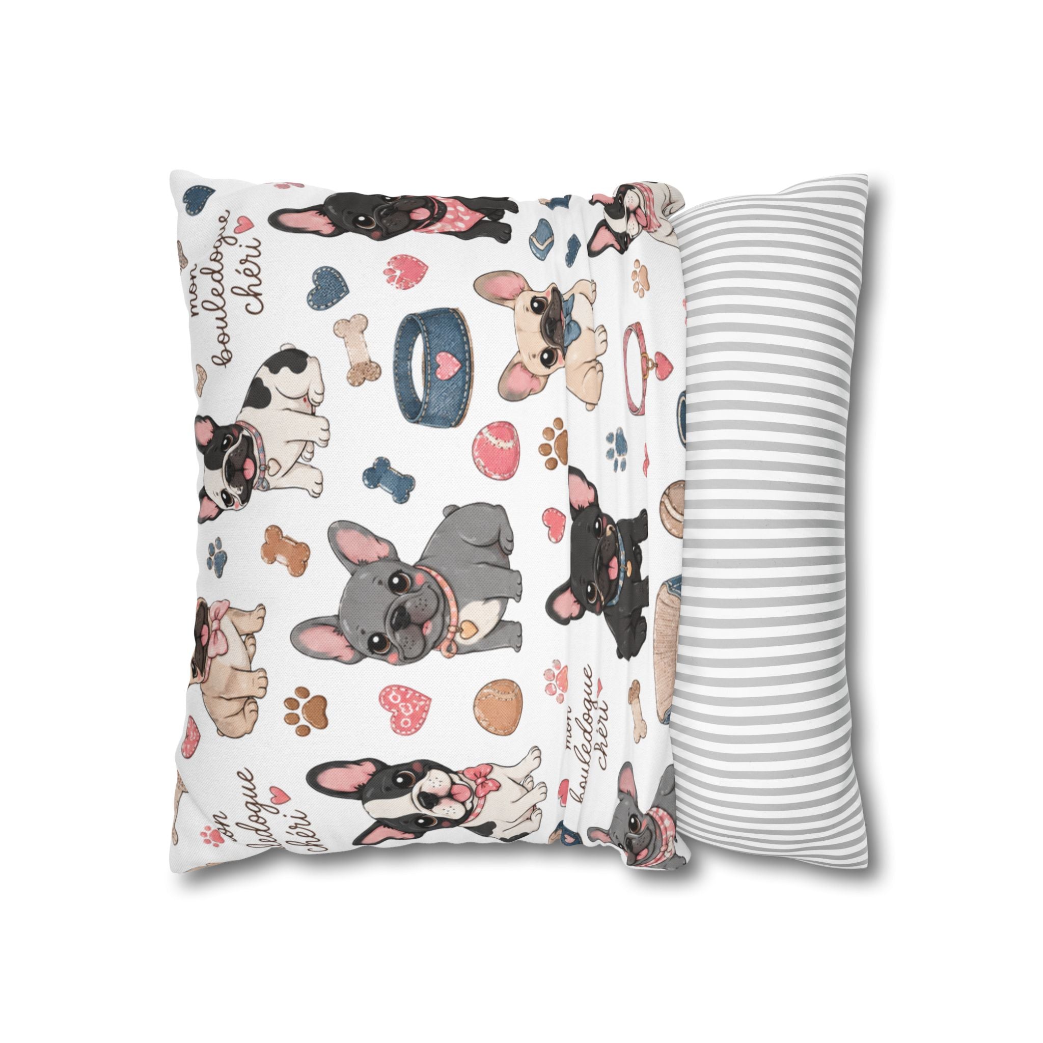 French Bulldog Pattern Pillowcase Cute Dog Print Decorative Throw Pillow Cover