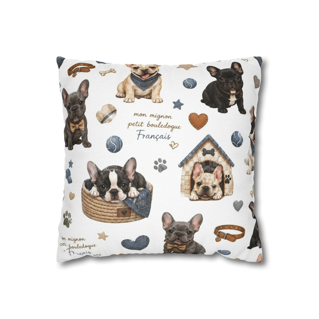 French Bulldog Print Pillowcase Cute Puppy Pattern Square Decorative Pillow Cover