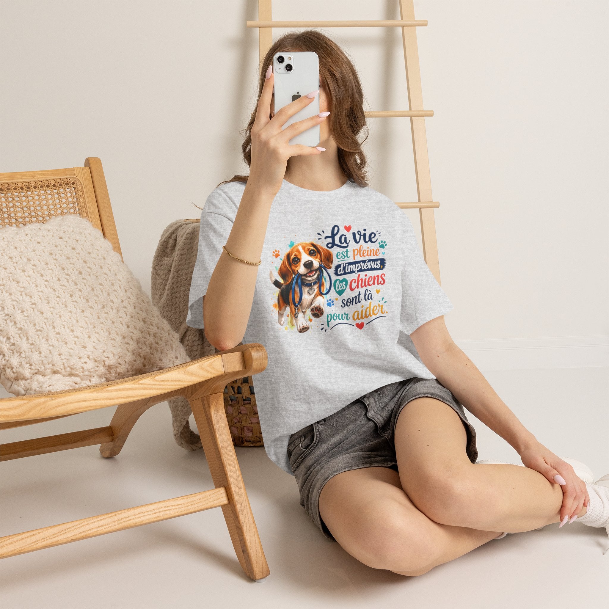 Unisex Heavy Cotton TShirt Beagle La vie est pleine d'imprevus