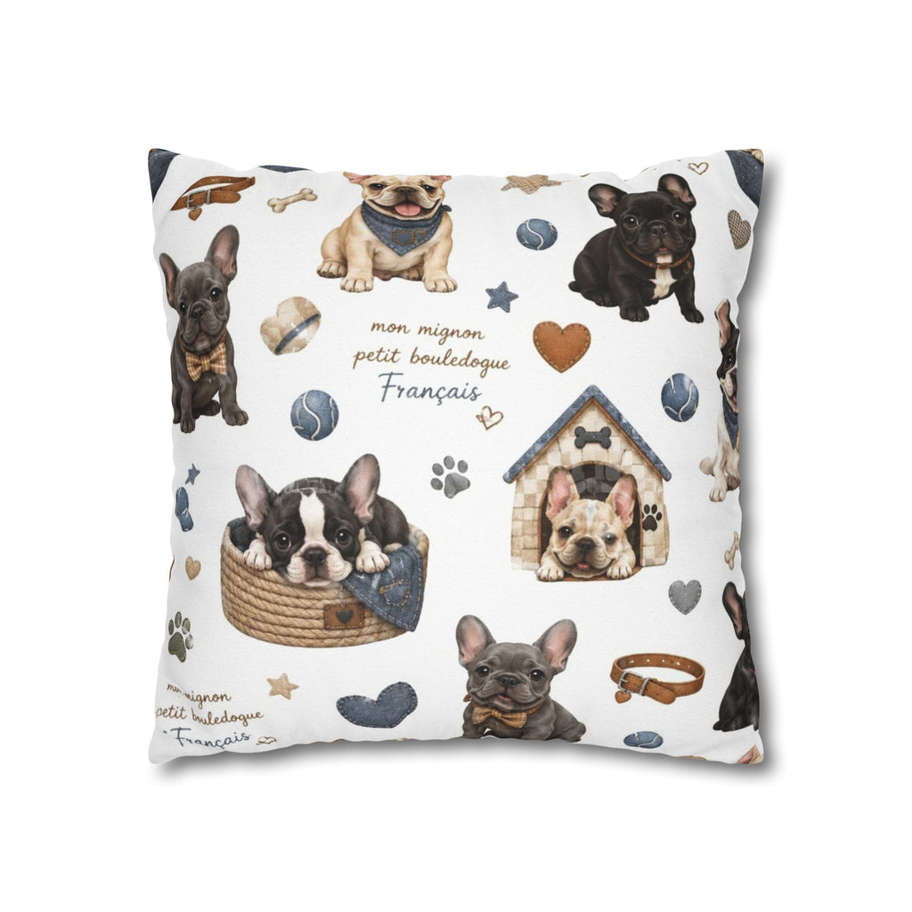 French Bulldog Print Pillowcase Cute Puppy Pattern Square Decorative Pillow Cover
