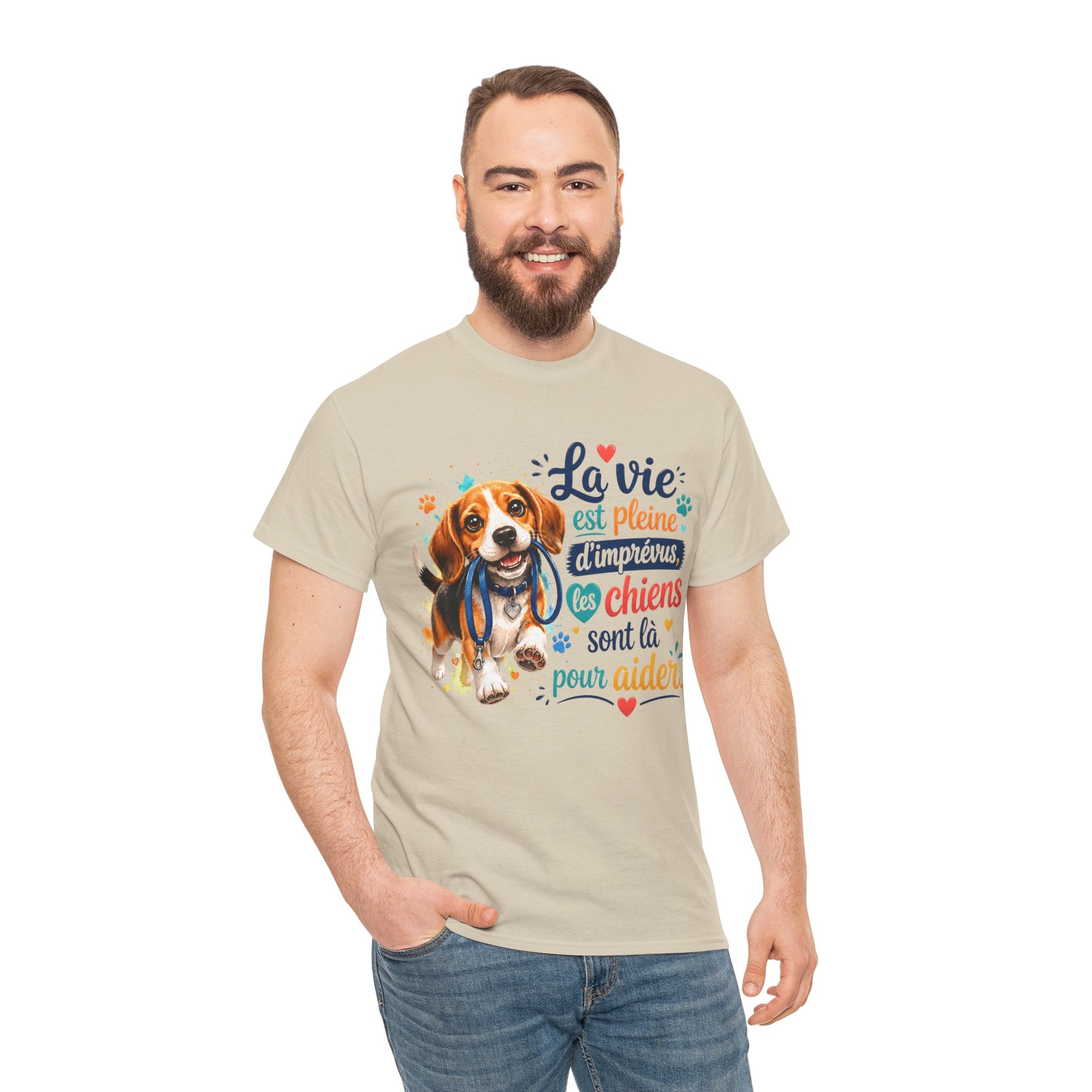 Unisex Heavy Cotton TShirt Beagle La vie est pleine d'imprevus