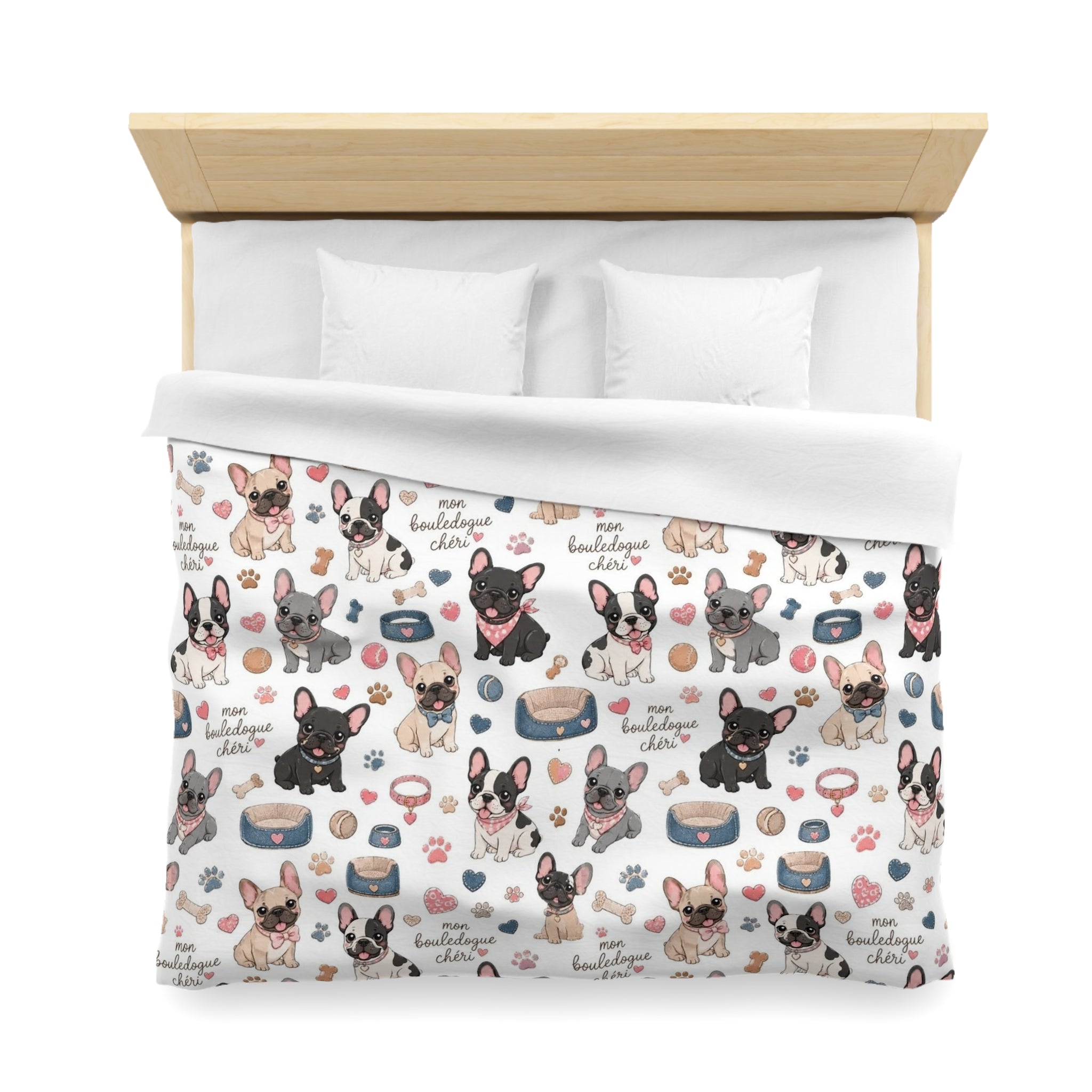 French Bulldog Pattern Duvet Cover Cute Puppy Print Microfiber Bedding
