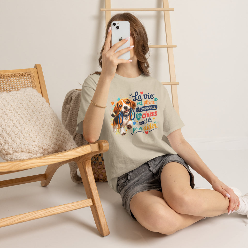 T-Shirt Beagle Humour – La Vie Est Pleine d’Imprévus