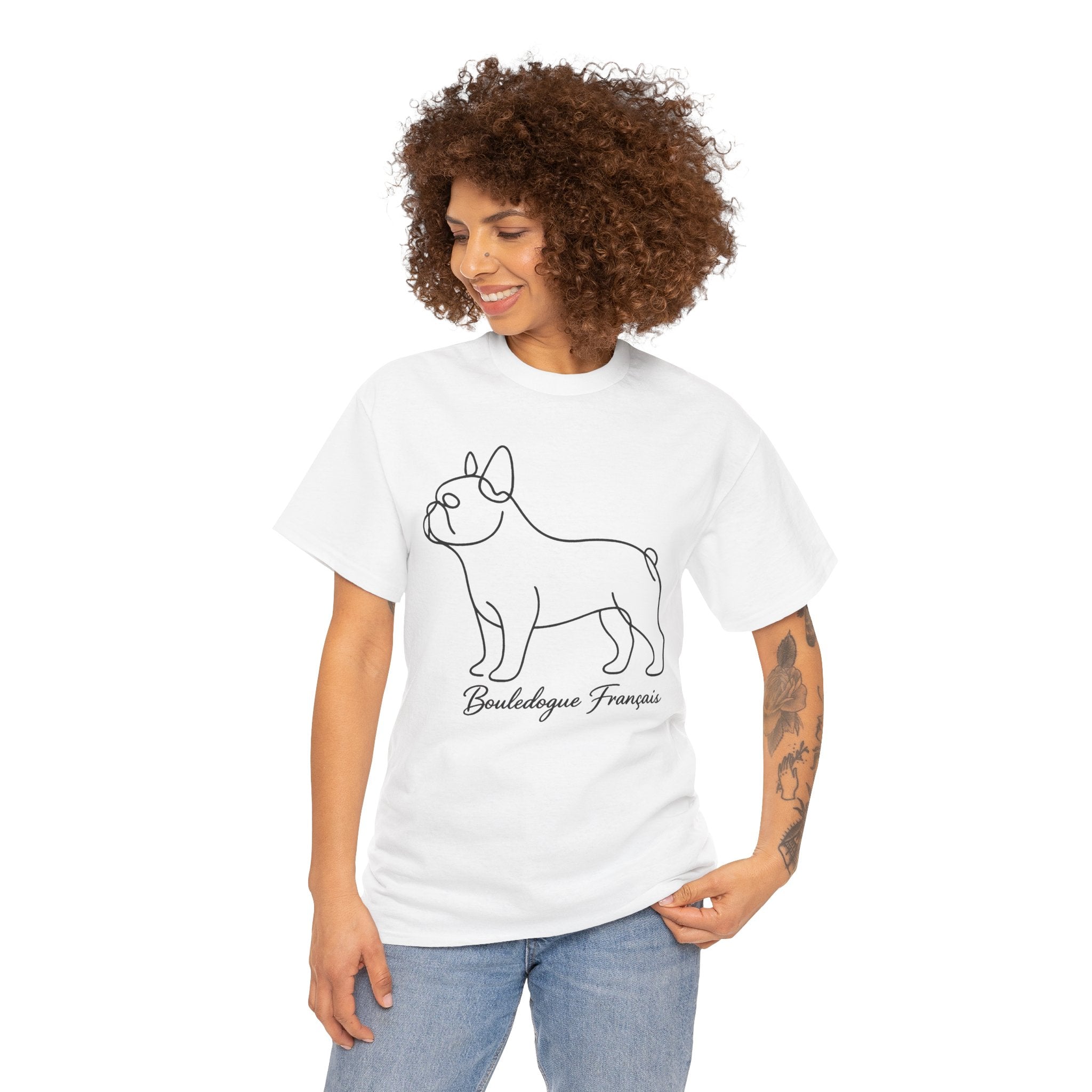 T-Shirt Bouledogue Français – Illustration Trait Recto Verso