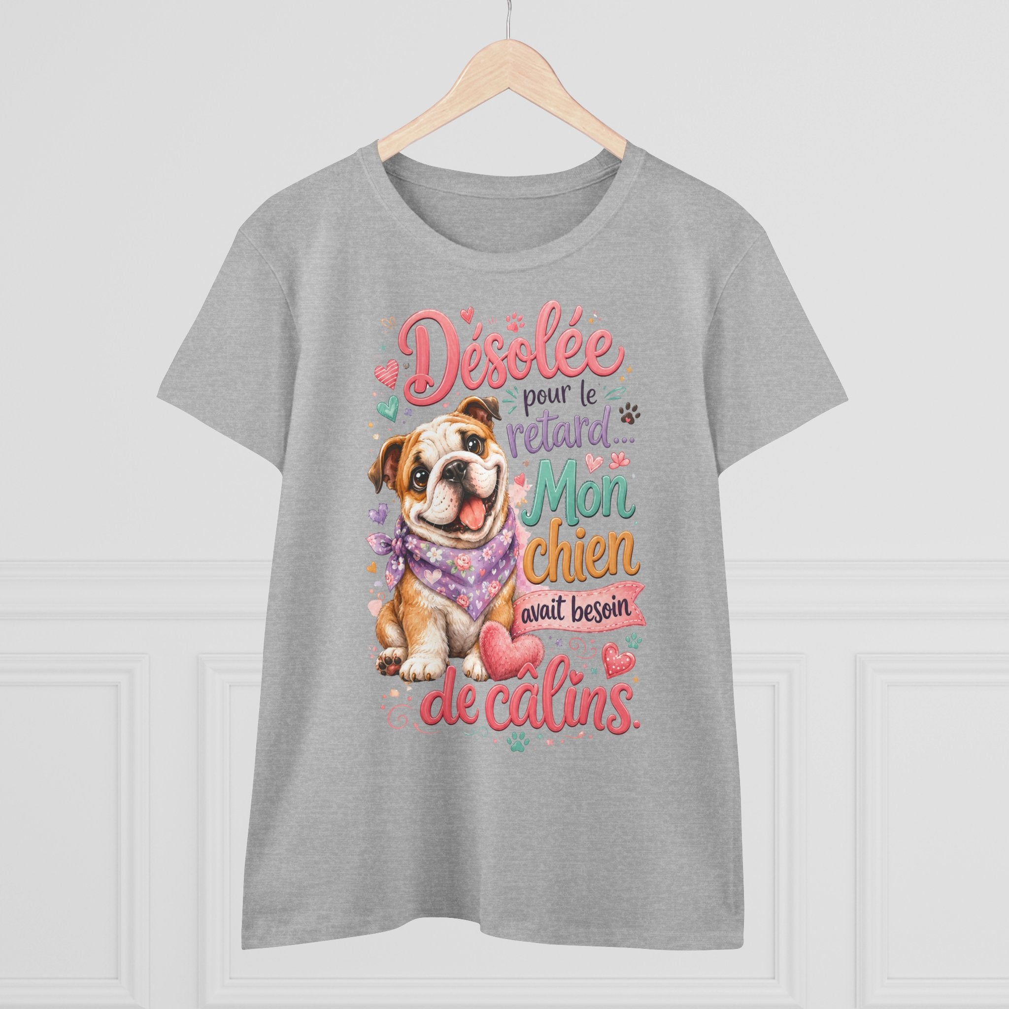 French Bulldog T-Shirt Désolée pour le retard, mon chien avait besoin de câlins