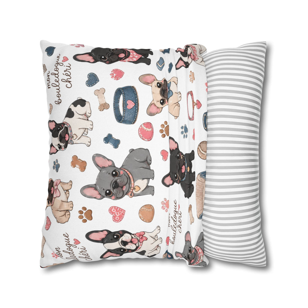 French Bulldog Pattern Pillowcase Cute Dog Print Decorative Throw Pillow Cover