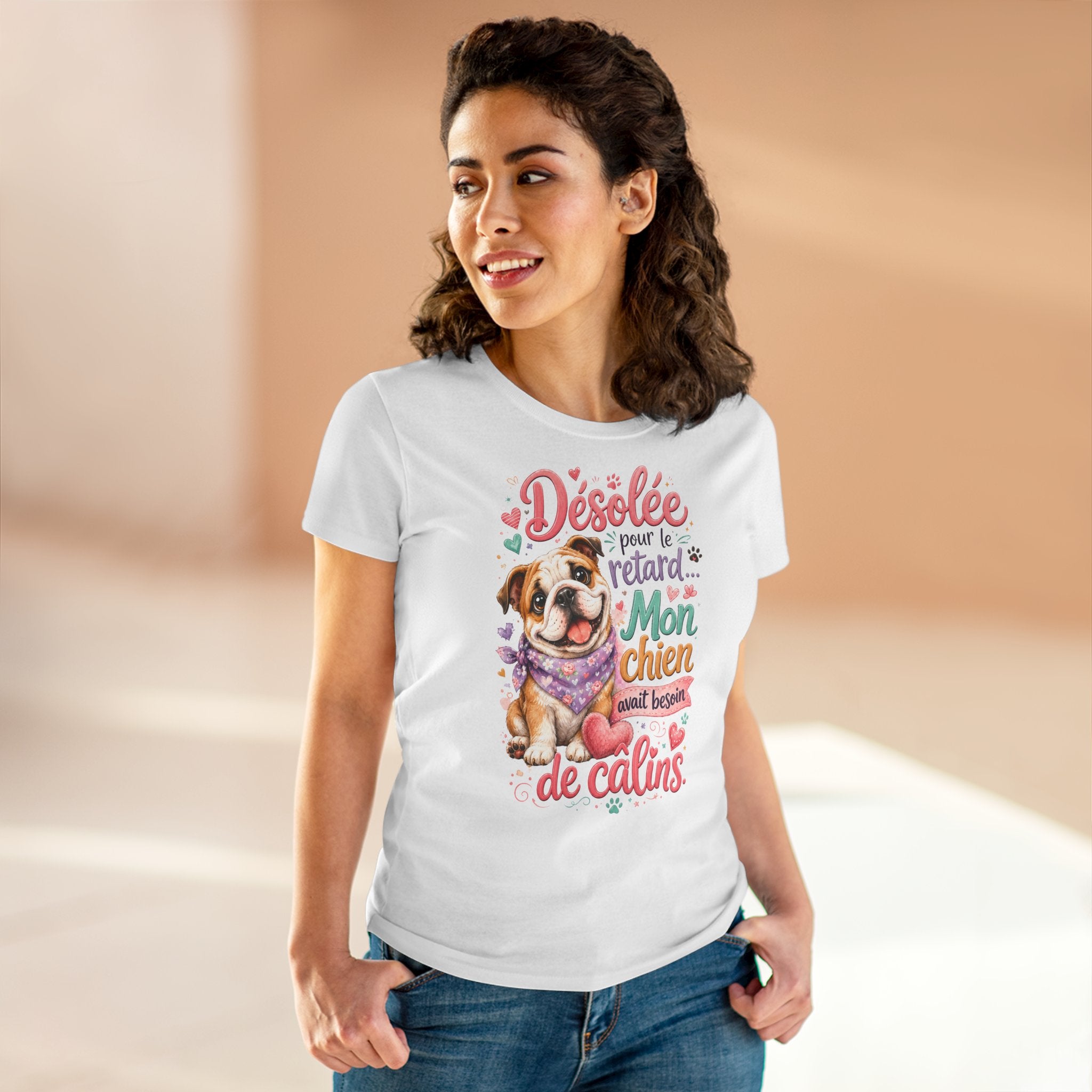French Bulldog T-Shirt Désolée pour le retard, mon chien avait besoin de câlins