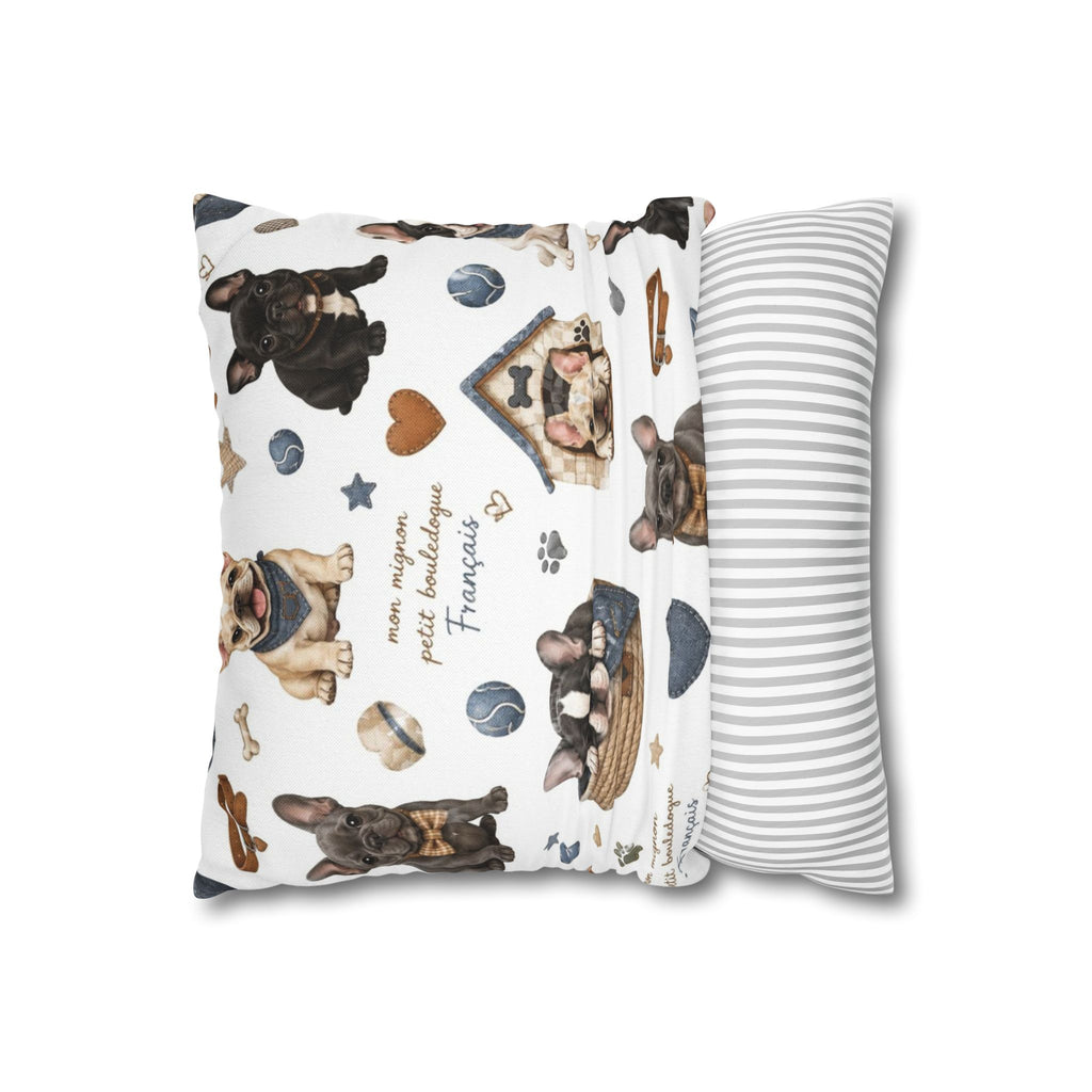French Bulldog Print Pillowcase Cute Puppy Pattern Square Decorative Pillow Cover
