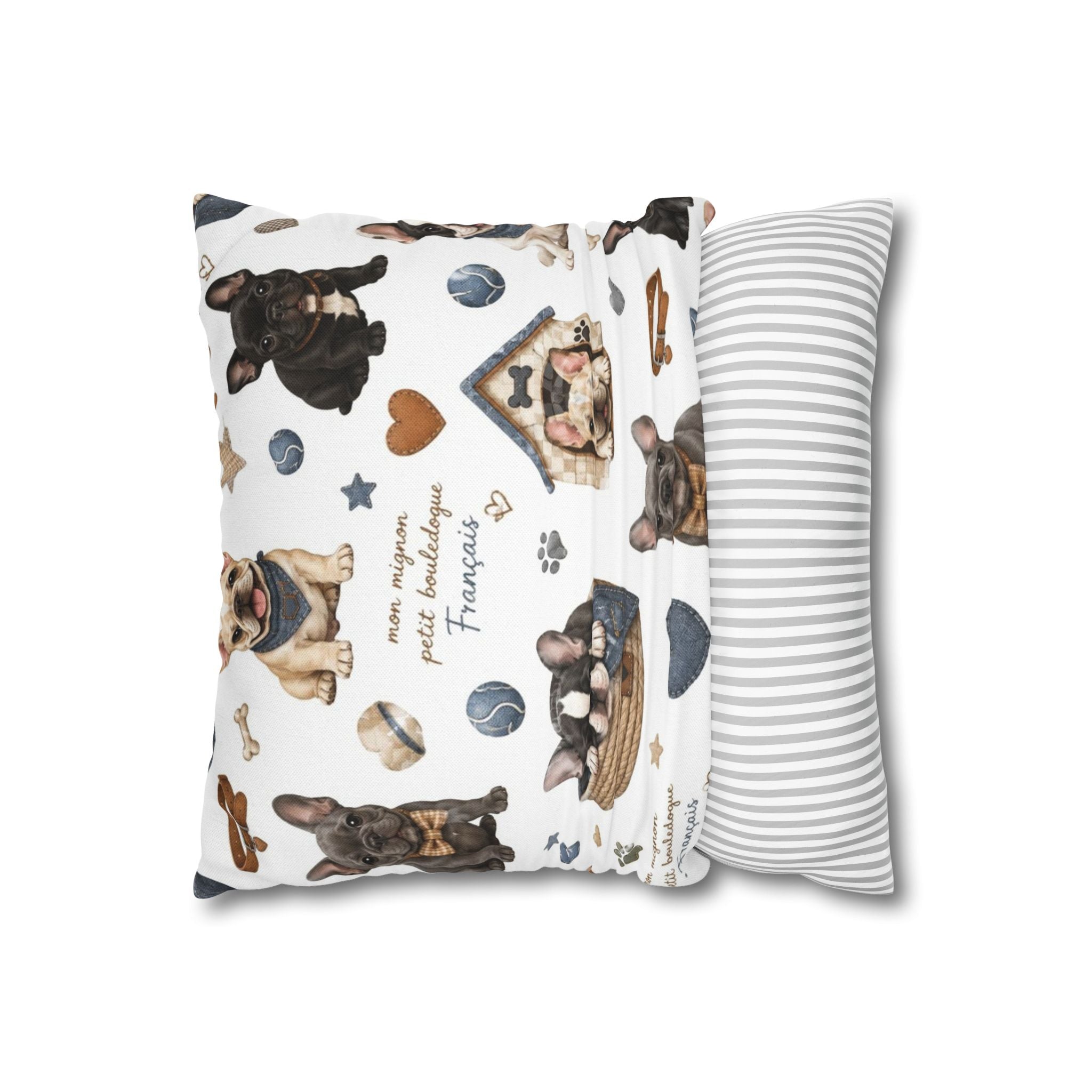 French Bulldog Print Pillowcase Cute Puppy Pattern Square Decorative Pillow Cover