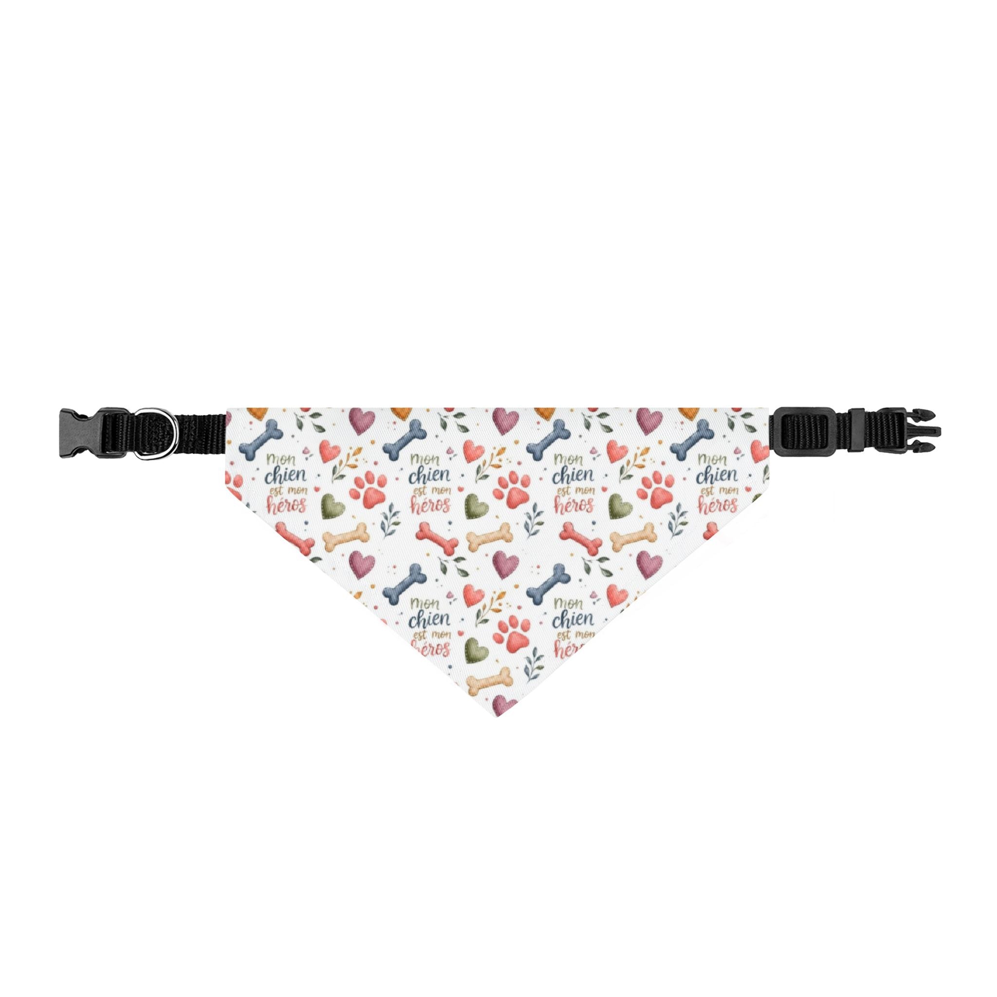 Clip-On Pet Bandana Cute Paw Prints & Hearts Pattern for Dogs