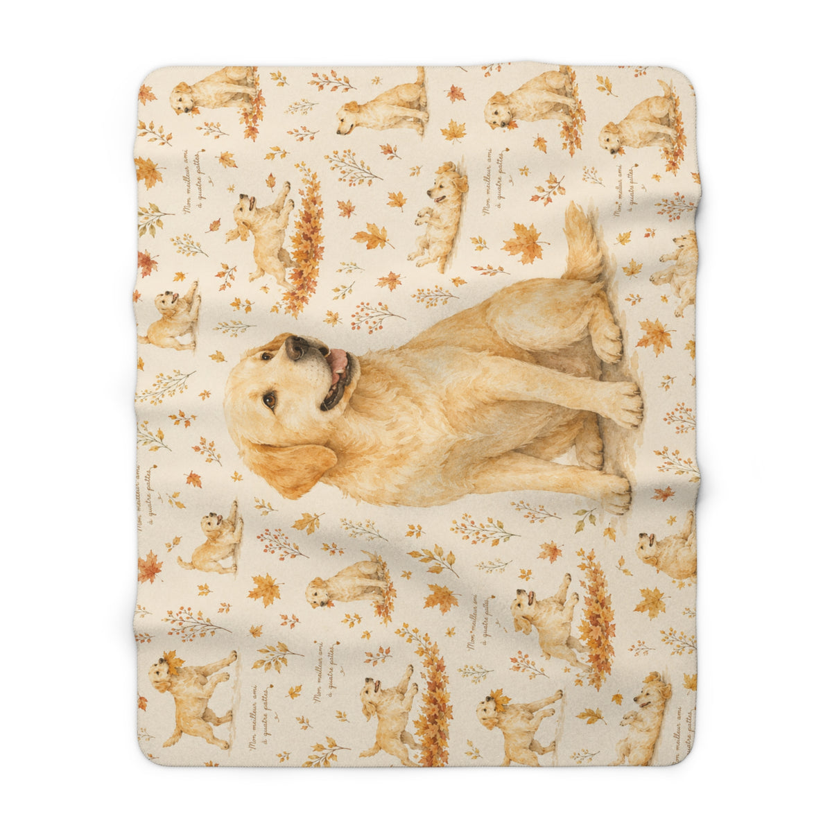 Couverture Polaire Sherpa Golden Retriever – Plaid Peluche Chien Golden Retriever